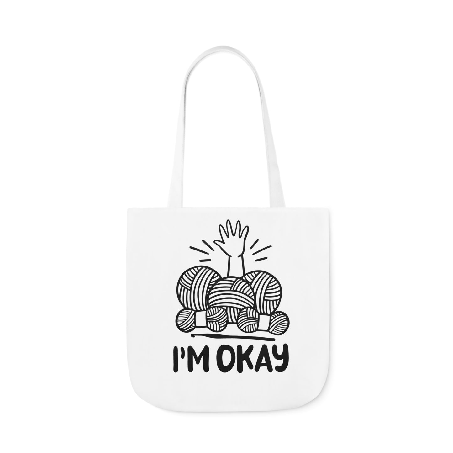 I'm Okay Cute Crochet Themed Canvas Tote Bag, 5-Color Straps