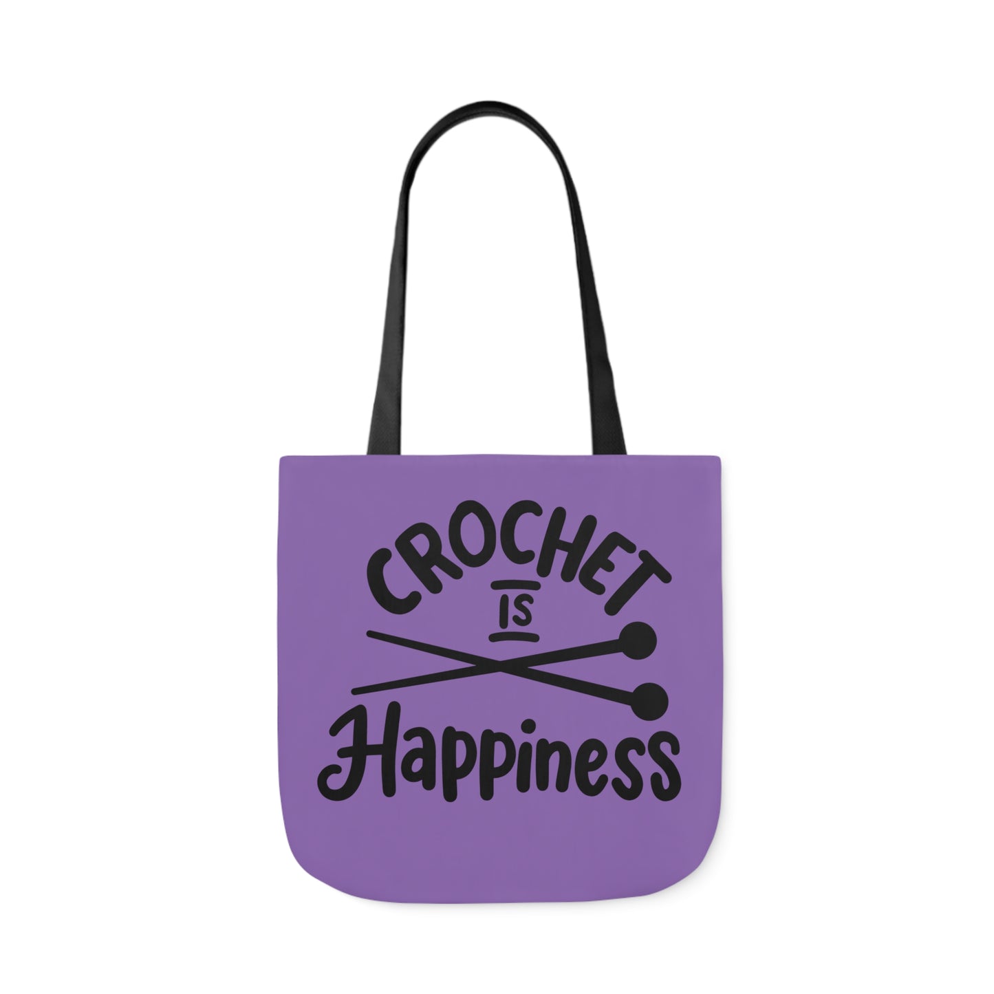 Crochet is Happiness Canvas Tote Bag, 5-Color Straps, 3 Sizes