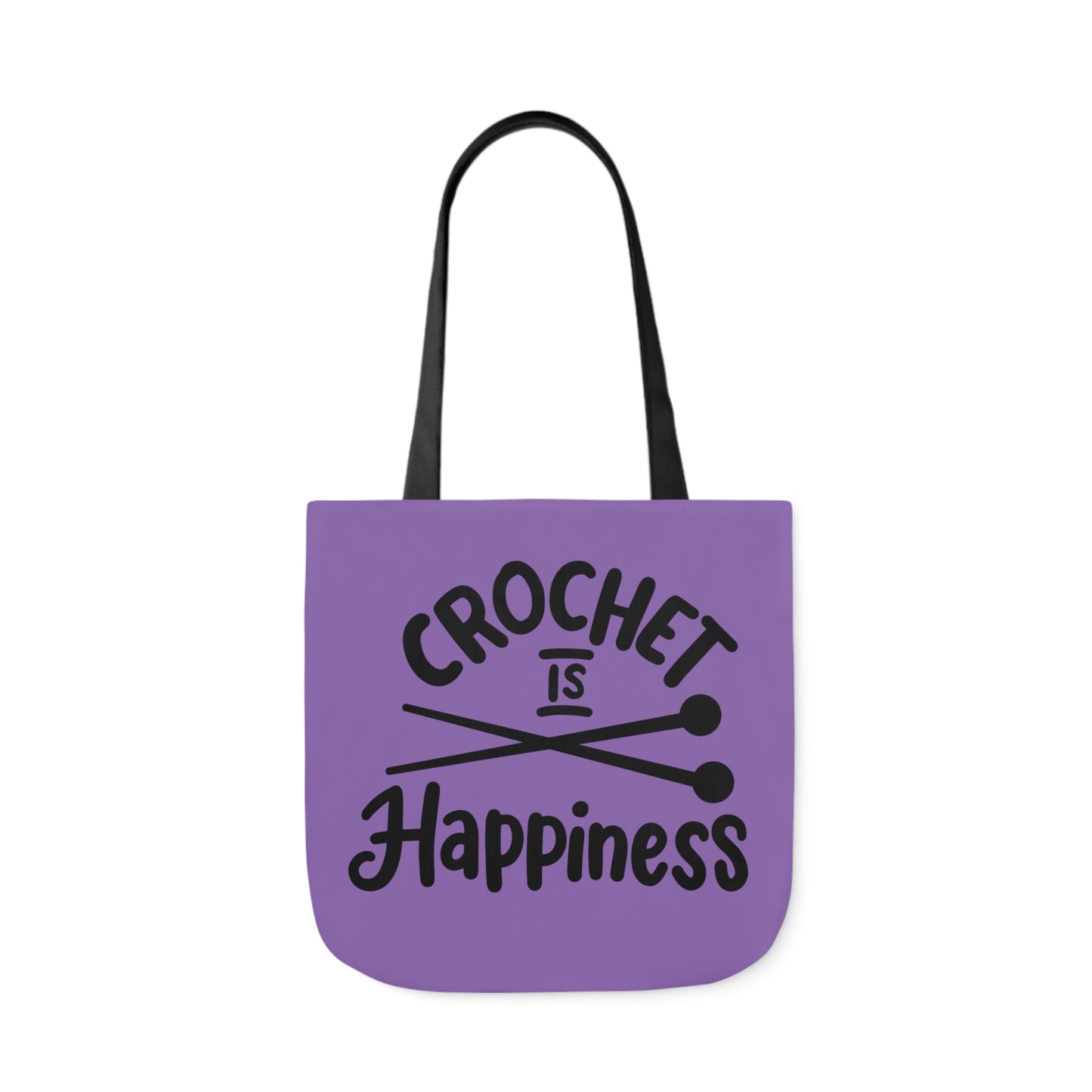 Crochet is Happiness Canvas Tote Bag, 5-Color Straps, 3 Sizes