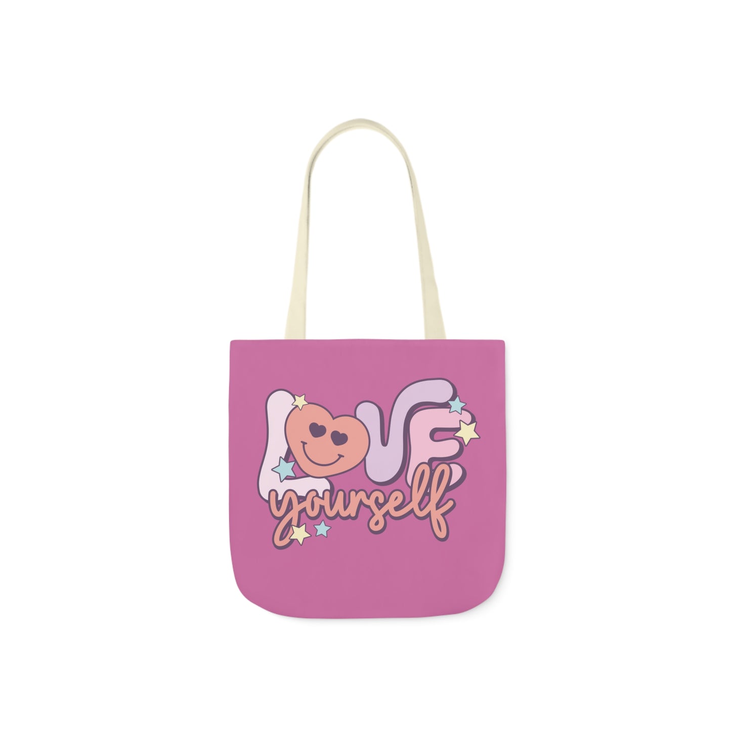 Love Yourself, Inspirational Canvas Tote Bag, 5-Color Straps, 3 Sizes