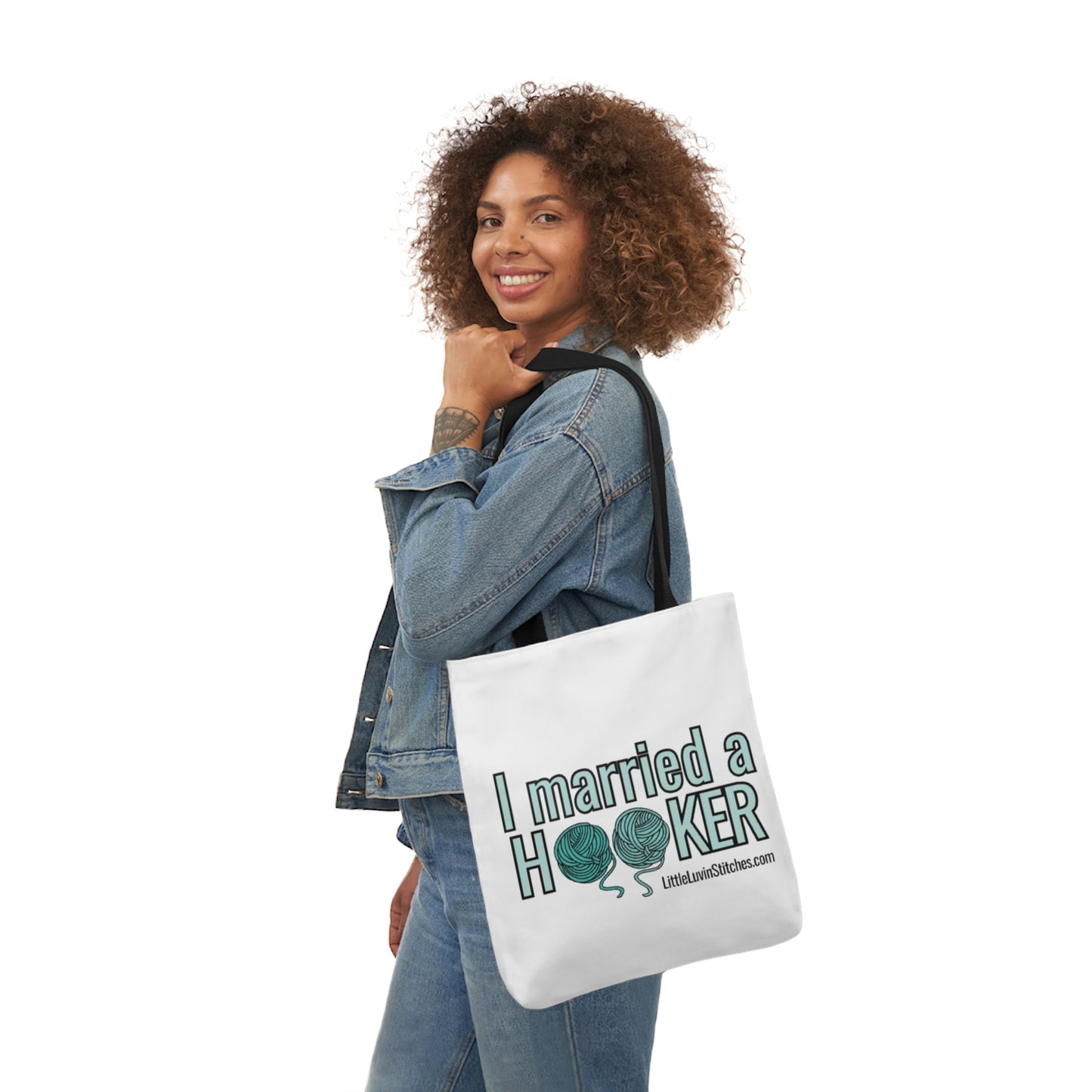 Cute Crochet Saying Canvas Tote Bag, 5-Color Straps, 3 Sizes