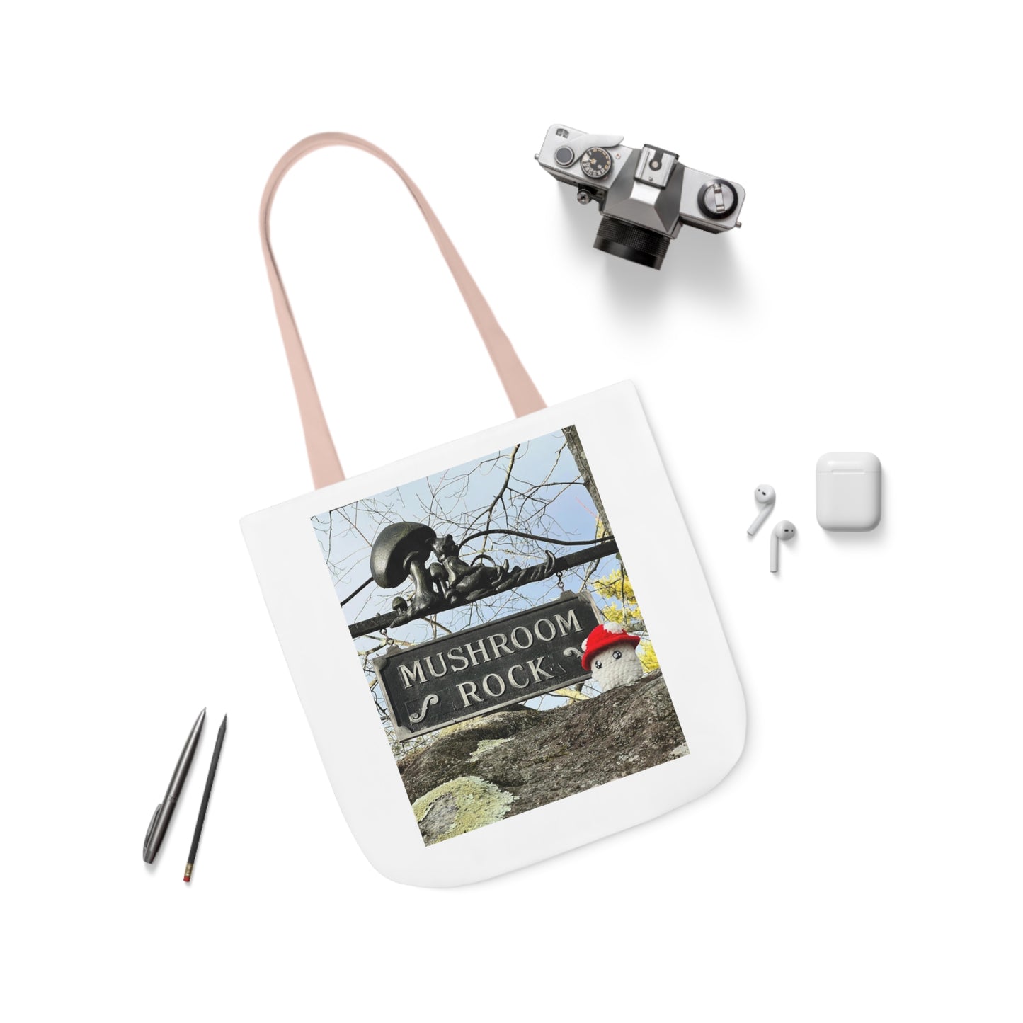 Mac the Mushroom Adventure Canvas Tote Bag, 3 Sizes, 5-Color Straps