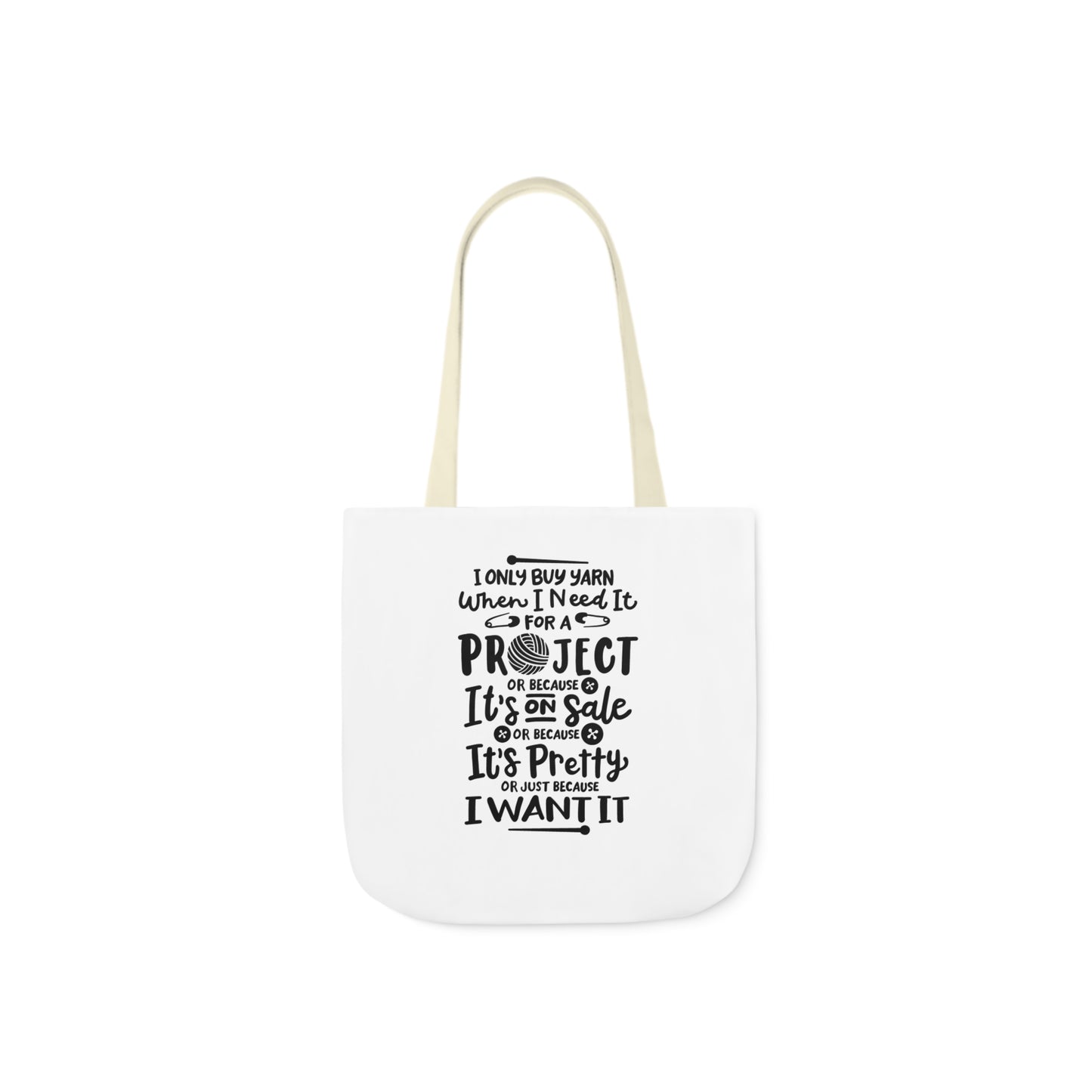 I only Buy Yarn, Canvas Tote Bag, Yarn Tote Bag, 5-Color Straps, 3 Sizes