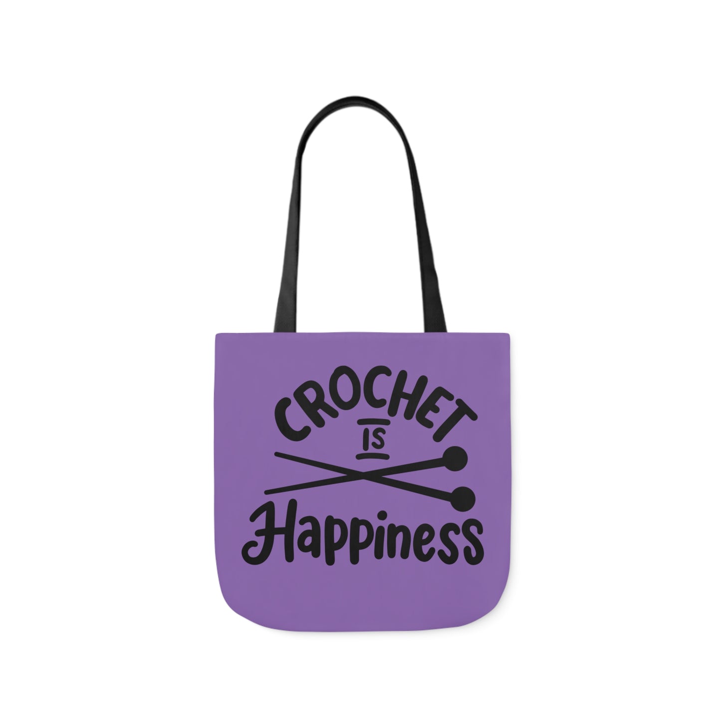 Crochet is Happiness Canvas Tote Bag, 5-Color Straps, 3 Sizes