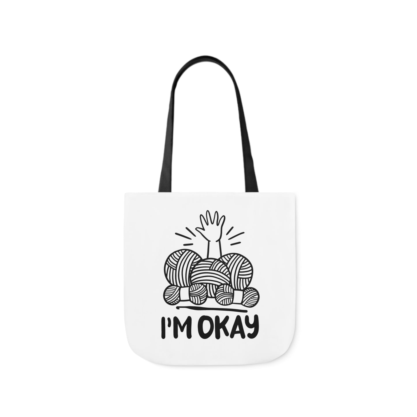 I'm Okay Cute Crochet Themed Canvas Tote Bag, 5-Color Straps
