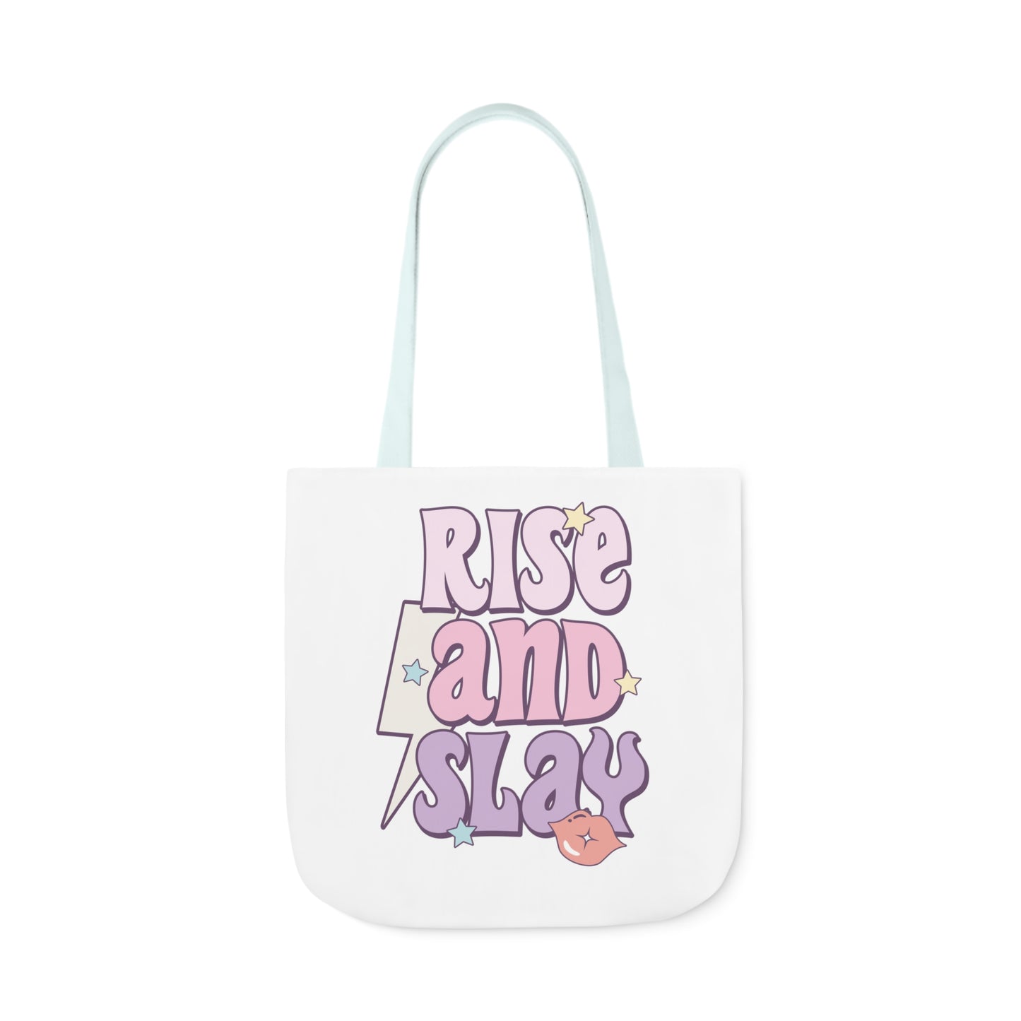 Canvas Tote Bag, 5-Color Straps, 3 Sizes, Rise and Slay, Cute Saying Bag