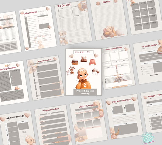 Plan It, Digital Project Planner and Expense Tracker,  Printable Pdf File, Edit in Canva