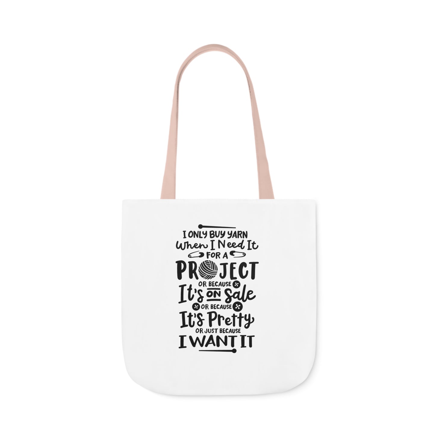 I only Buy Yarn, Canvas Tote Bag, Yarn Tote Bag, 5-Color Straps, 3 Sizes