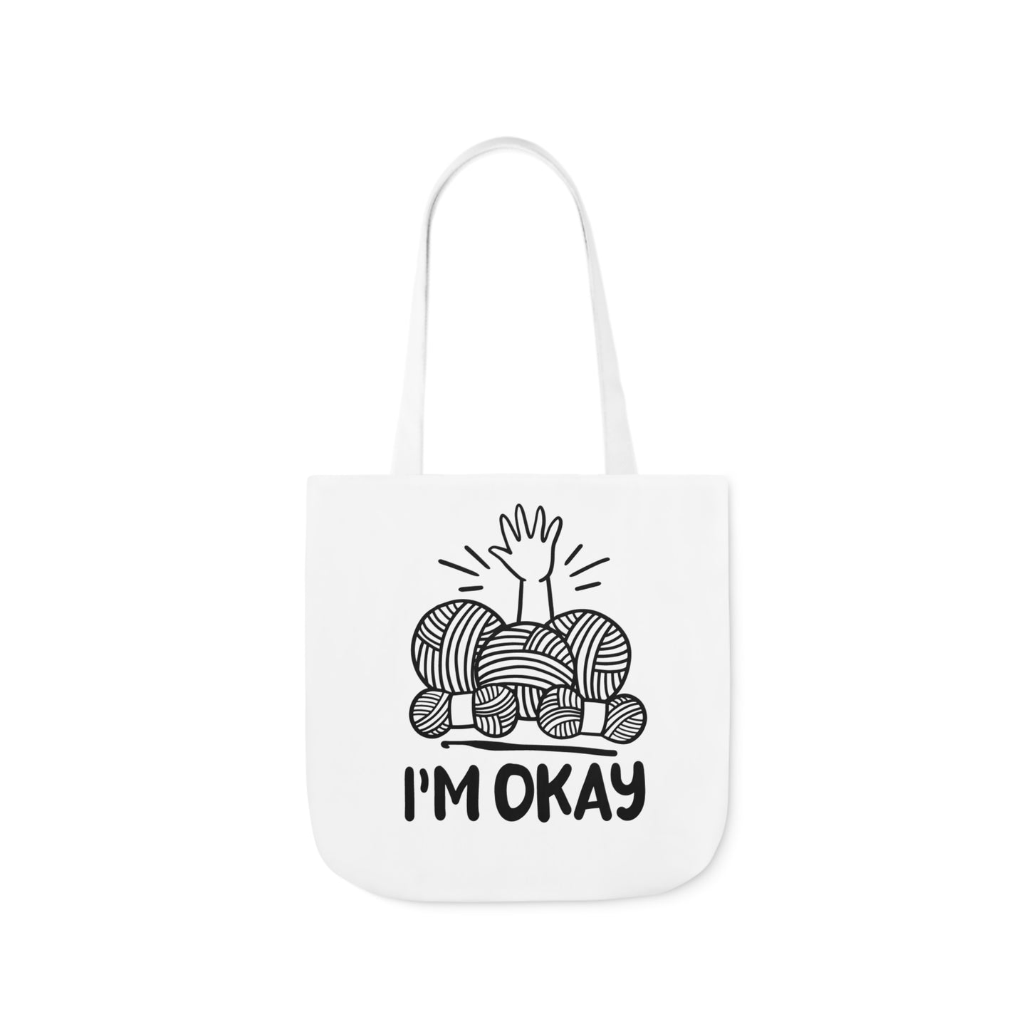 I'm Okay Cute Crochet Themed Canvas Tote Bag, 5-Color Straps