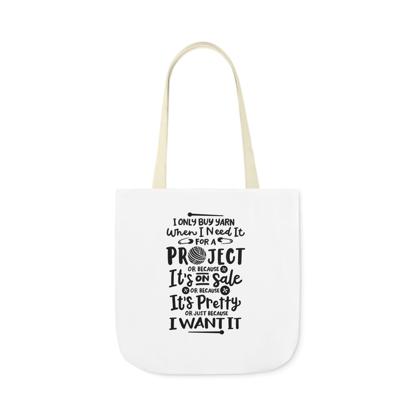 I only Buy Yarn, Canvas Tote Bag, Yarn Tote Bag, 5-Color Straps, 3 Sizes