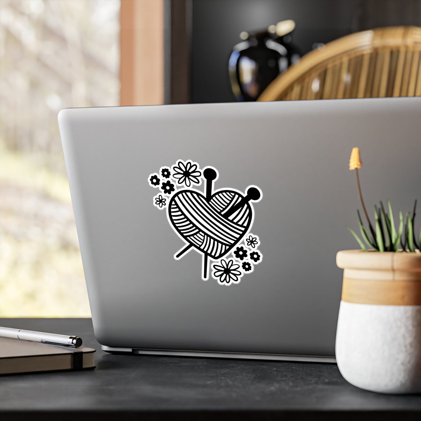Heart Shaped Yarn Kiss-Cut Vinyl Decal, Crochet Themed Sticker
