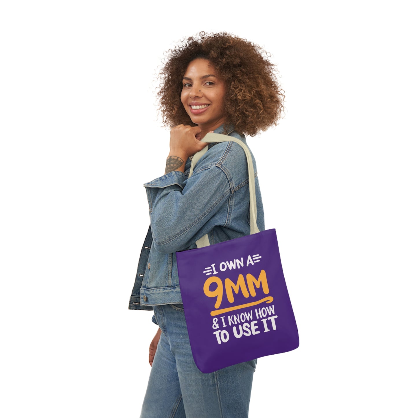I own a 9mm and I know how to use it, Canvas Tote Bag, 3 Color Choices, 5-Color Straps, 3 Sizes