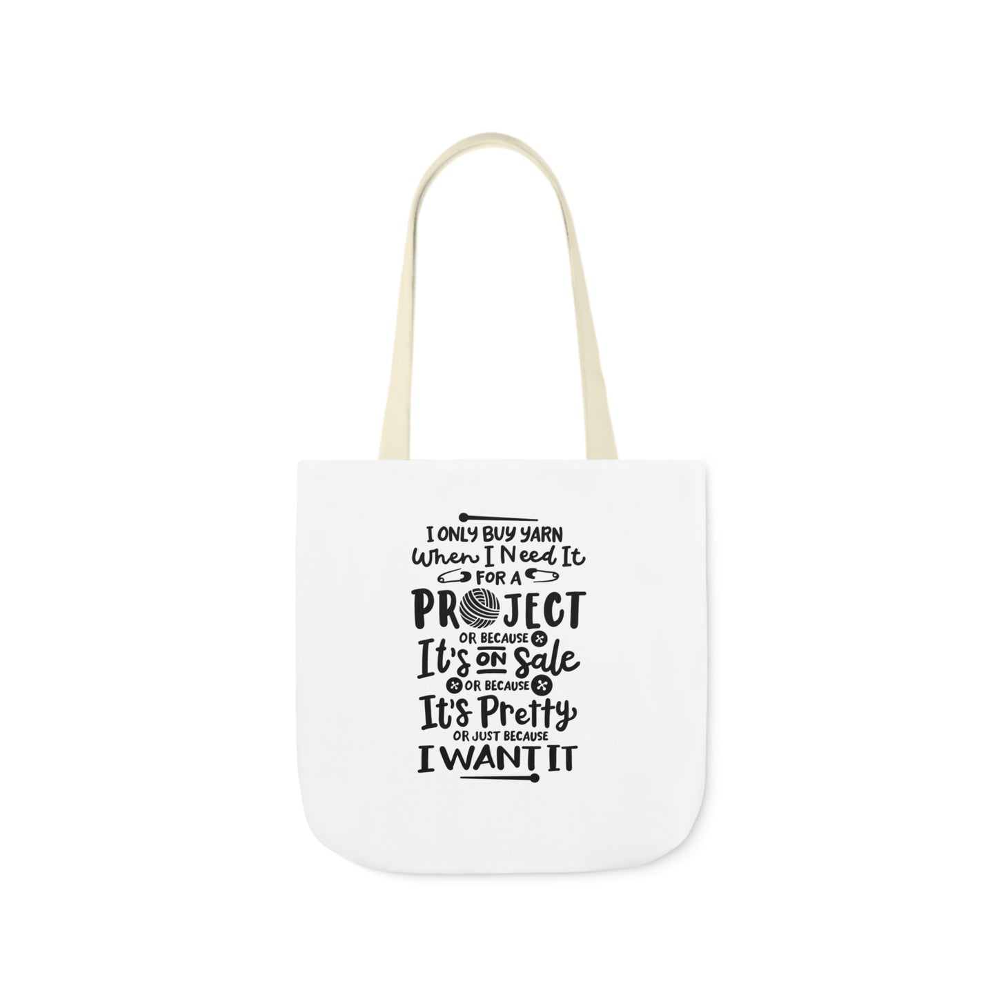 I only Buy Yarn, Canvas Tote Bag, Yarn Tote Bag, 5-Color Straps, 3 Sizes