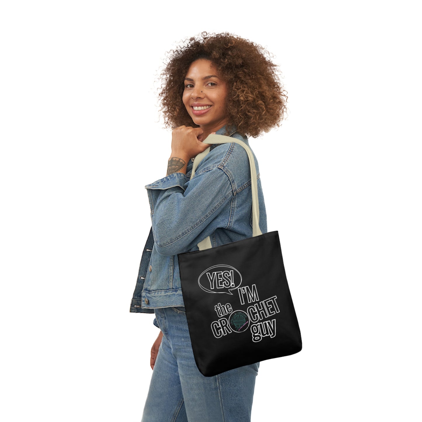 Yes, I'm The Crochet Guy, Canvas Tote Bag, 5-Color Straps, 3 sizes, 3 Background Colors