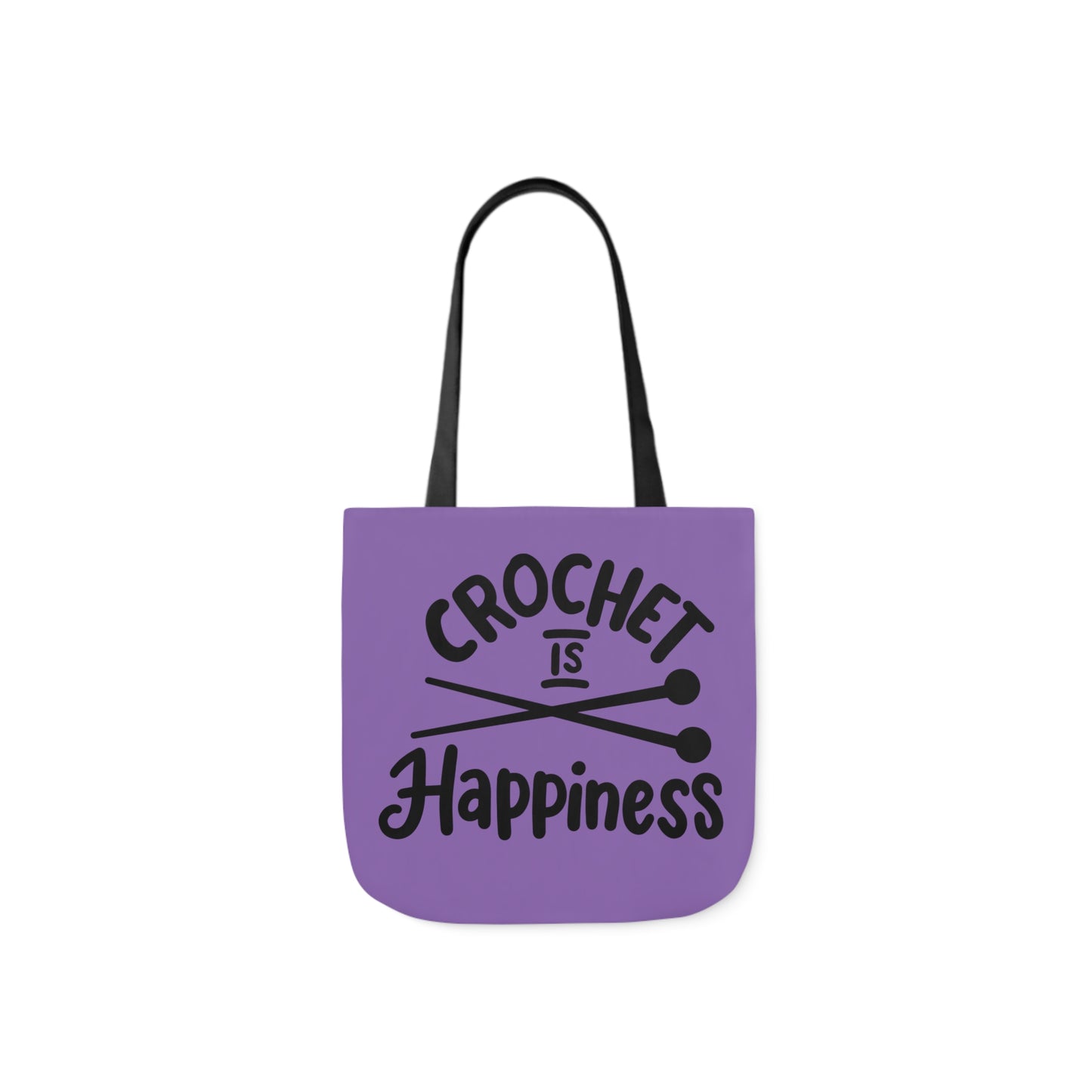 Crochet is Happiness Canvas Tote Bag, 5-Color Straps, 3 Sizes