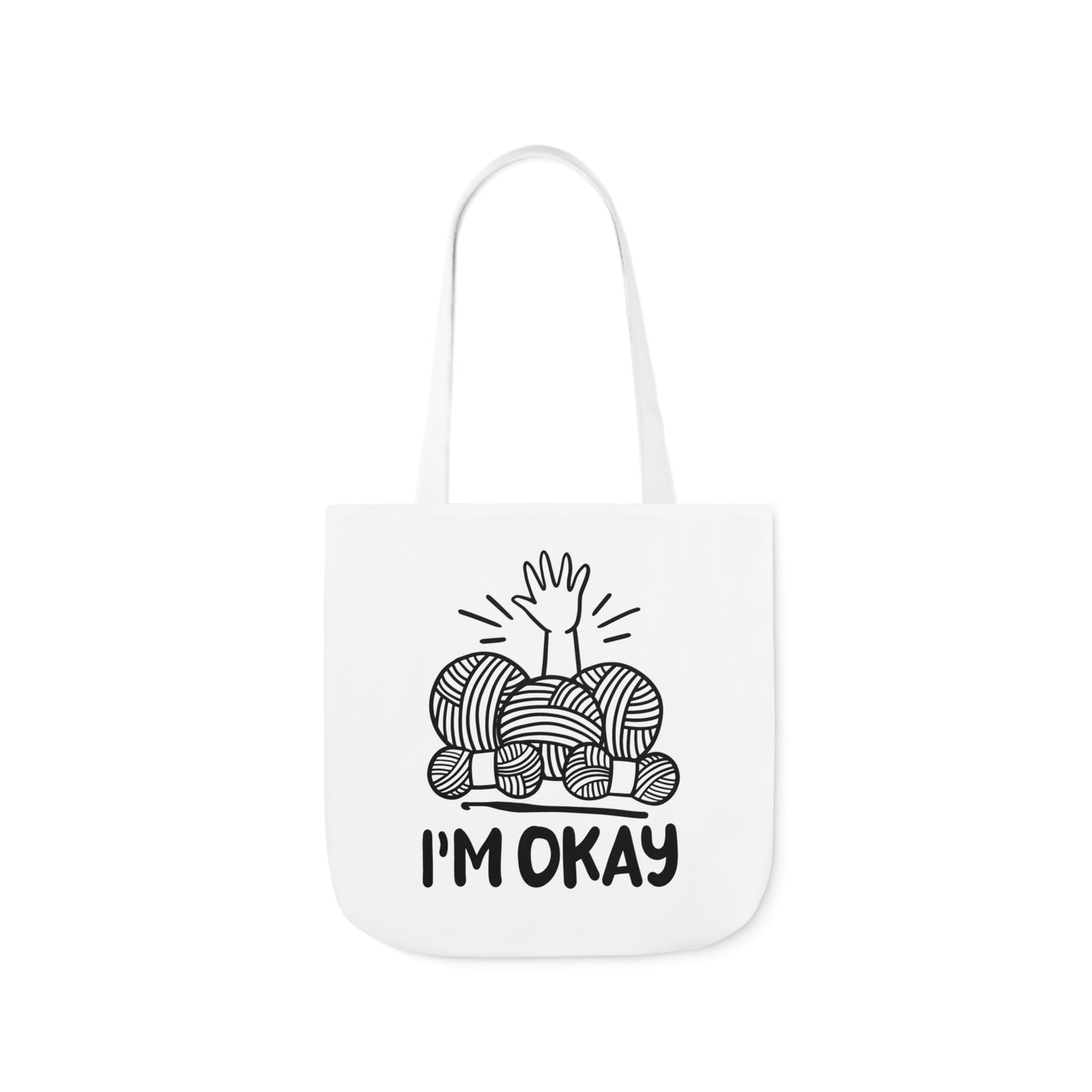 I'm Okay Cute Crochet Themed Canvas Tote Bag, 5-Color Straps