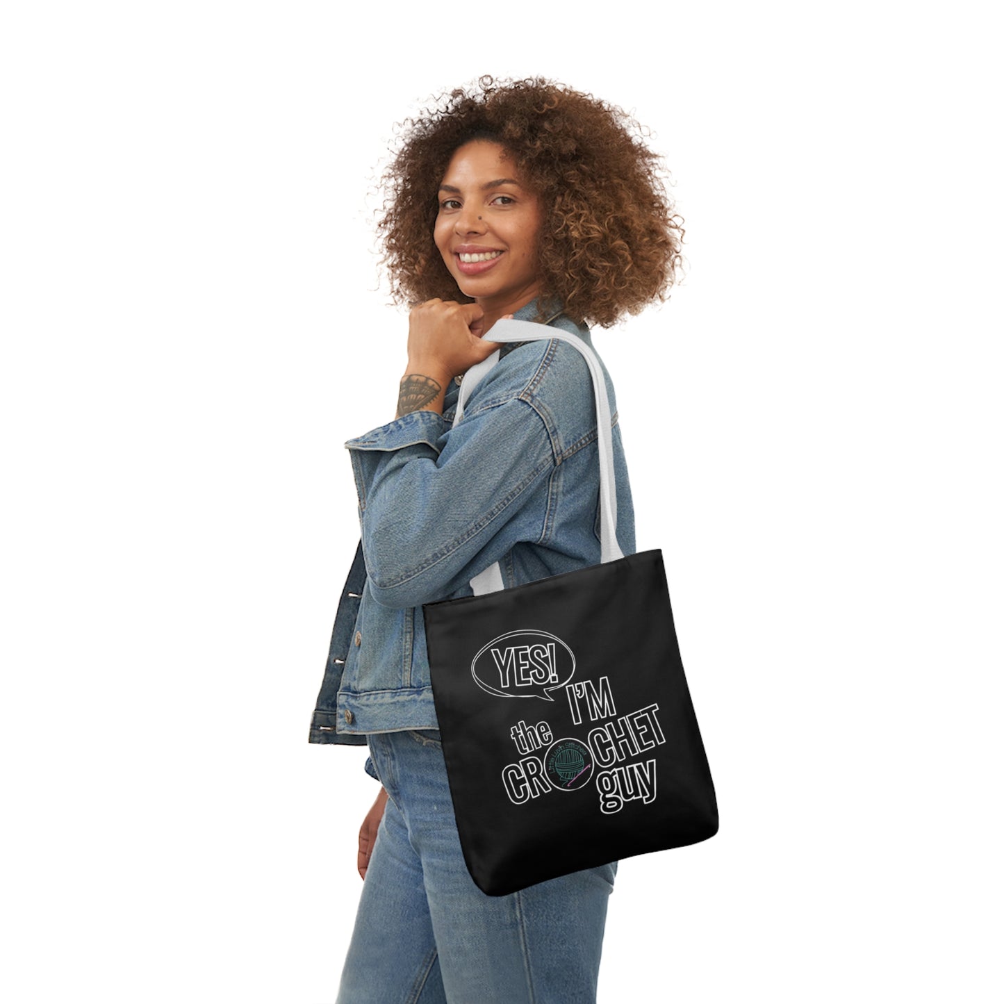 Yes, I'm The Crochet Guy, Canvas Tote Bag, 5-Color Straps, 3 sizes, 3 Background Colors
