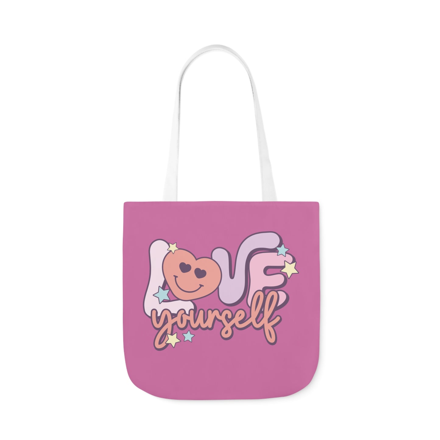 Love Yourself, Inspirational Canvas Tote Bag, 5-Color Straps, 3 Sizes