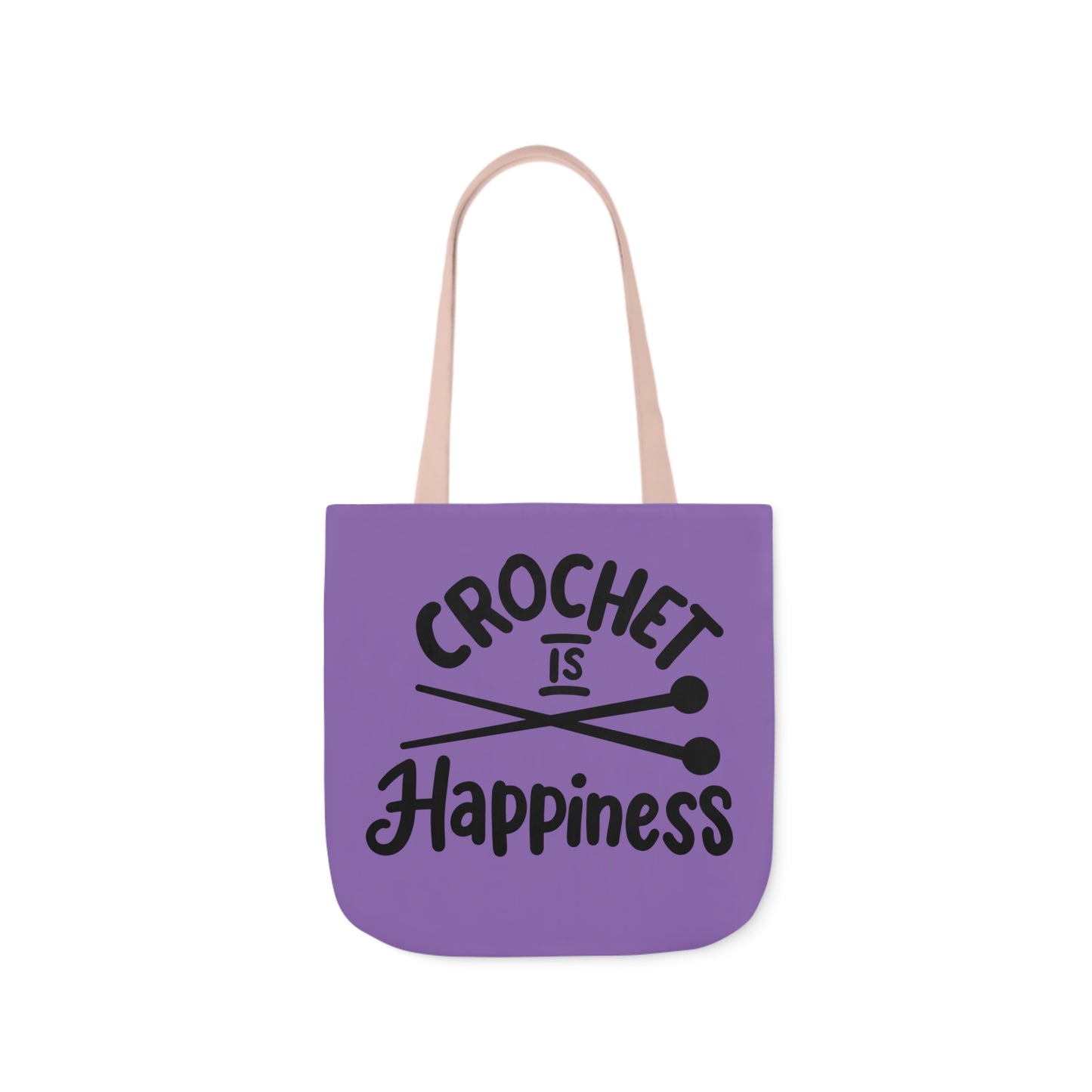 Crochet is Happiness Canvas Tote Bag, 5-Color Straps, 3 Sizes