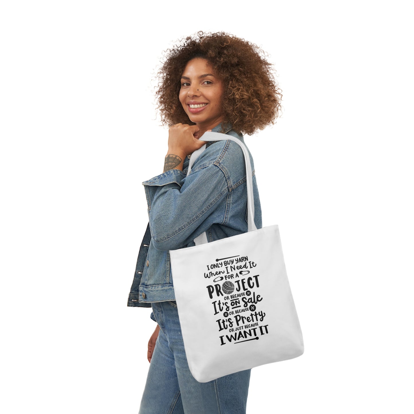 I only Buy Yarn, Canvas Tote Bag, Yarn Tote Bag, 5-Color Straps, 3 Sizes