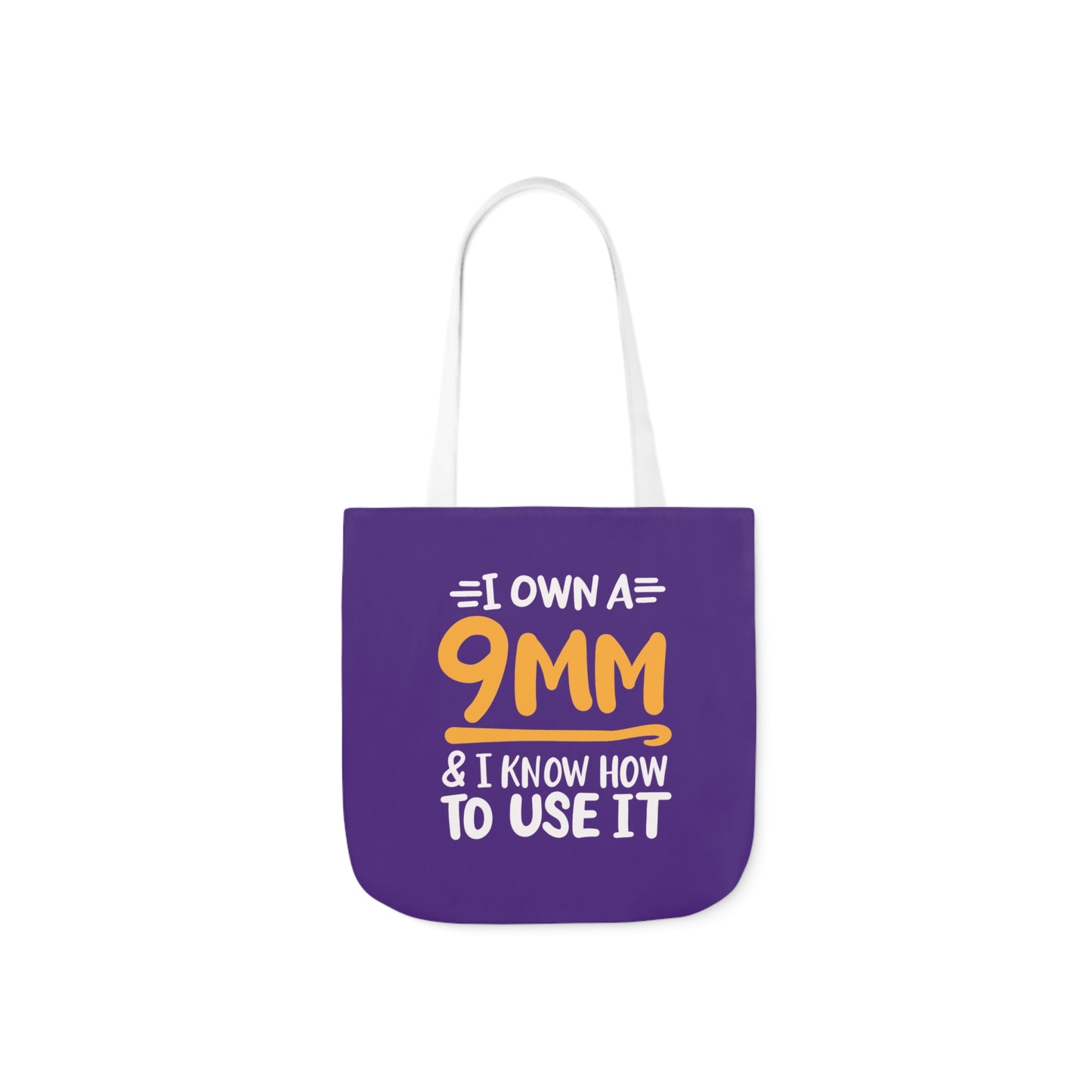 I own a 9mm and I know how to use it, Canvas Tote Bag, 3 Color Choices, 5-Color Straps, 3 Sizes