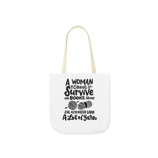 Cute Canvas Tote Bag, 5-Color Straps, 3 Background Colors, 3 sizes A Woman Can Not Survive