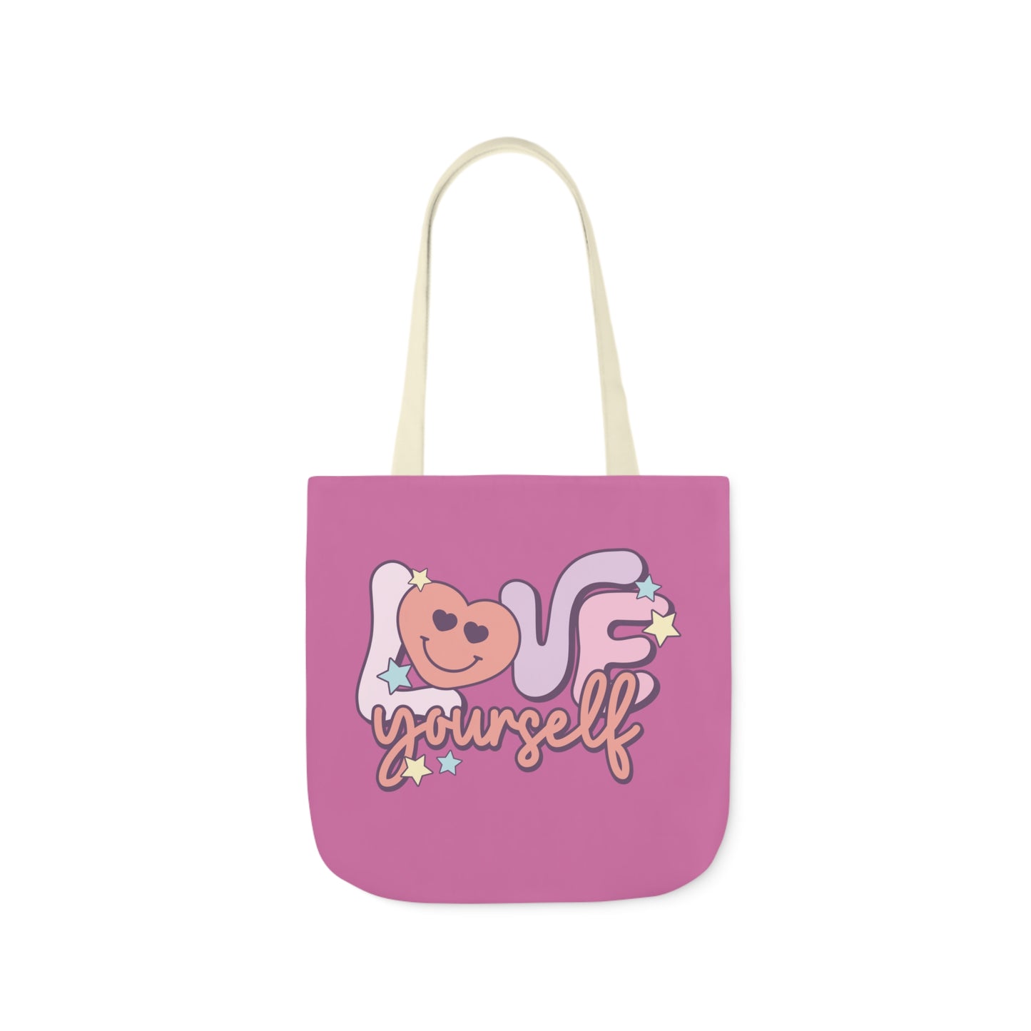 Love Yourself, Inspirational Canvas Tote Bag, 5-Color Straps, 3 Sizes