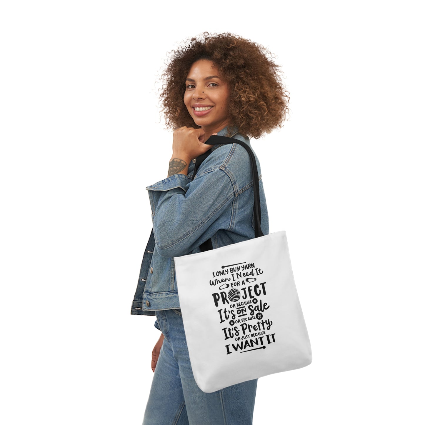 I only Buy Yarn, Canvas Tote Bag, Yarn Tote Bag, 5-Color Straps, 3 Sizes