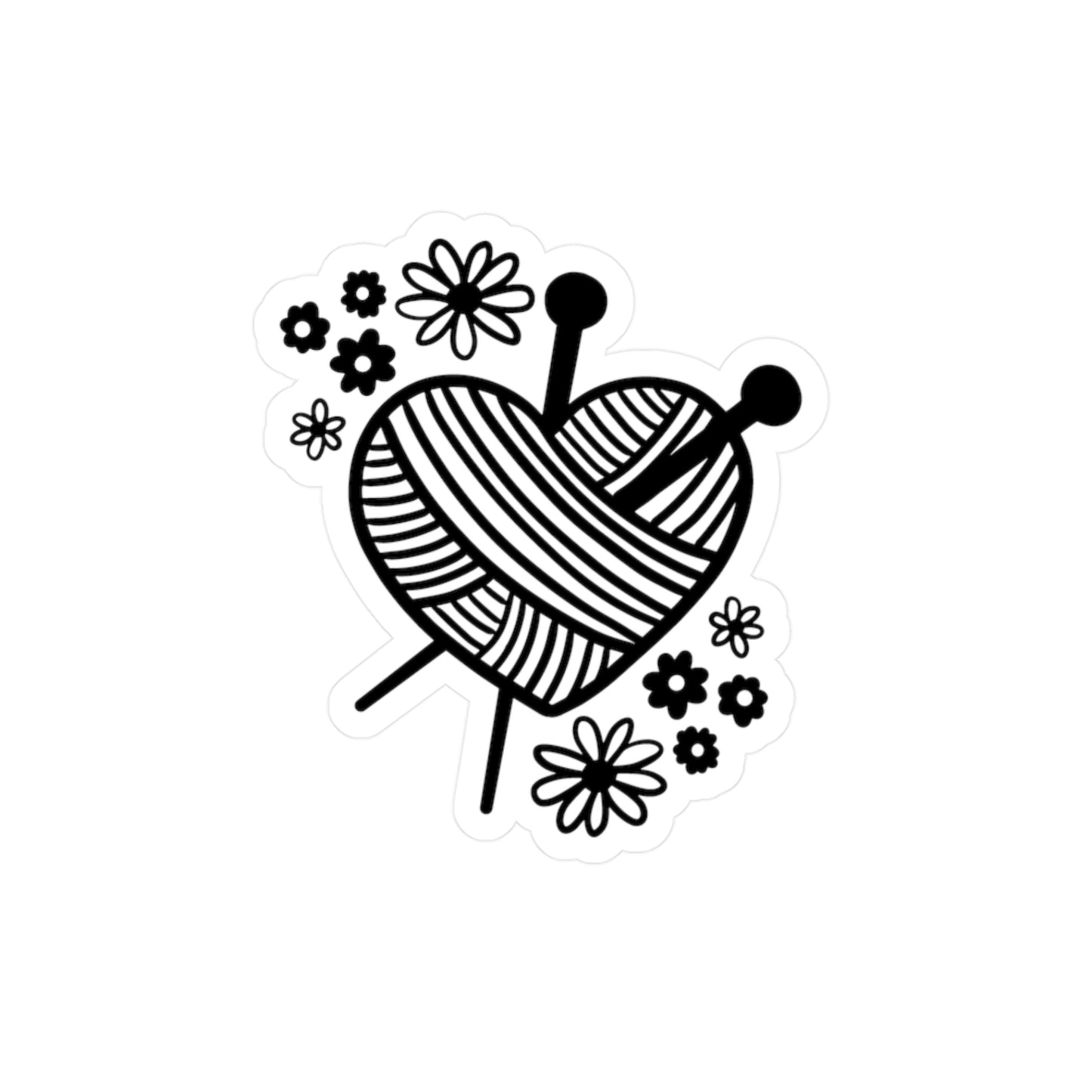 Heart Shaped Yarn Kiss-Cut Vinyl Decal, Crochet Themed Sticker