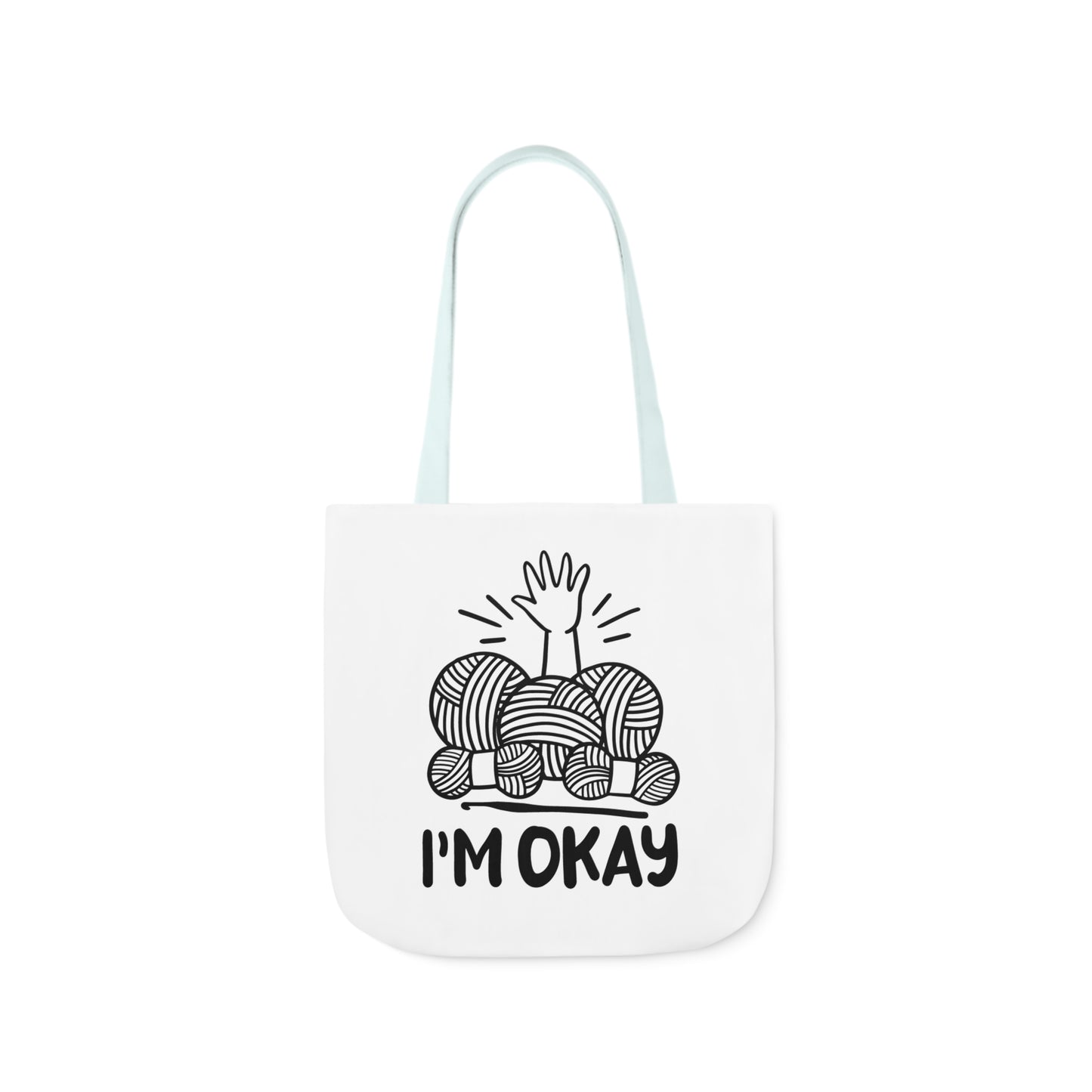I'm Okay Cute Crochet Themed Canvas Tote Bag, 5-Color Straps