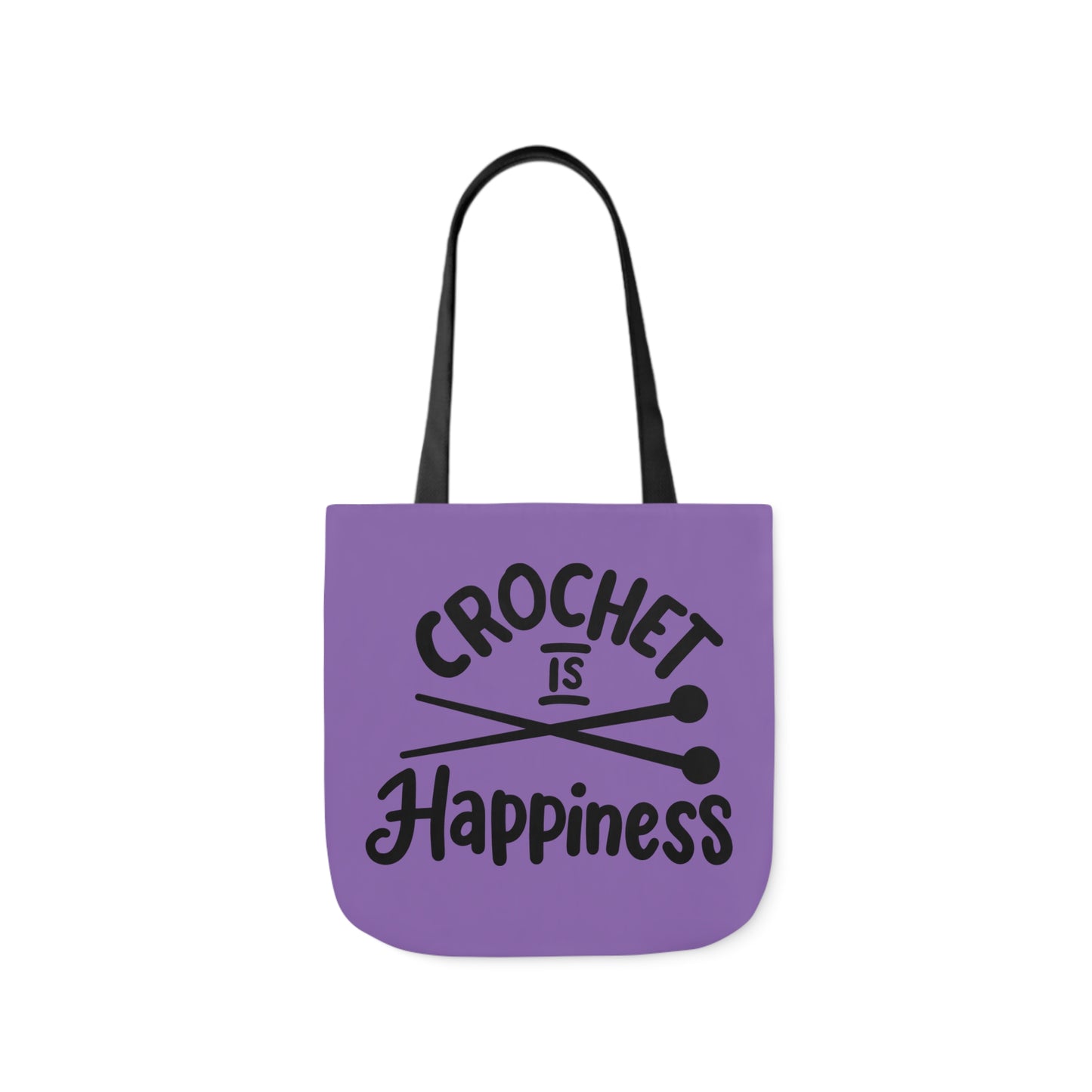 Crochet is Happiness Canvas Tote Bag, 5-Color Straps, 3 Sizes