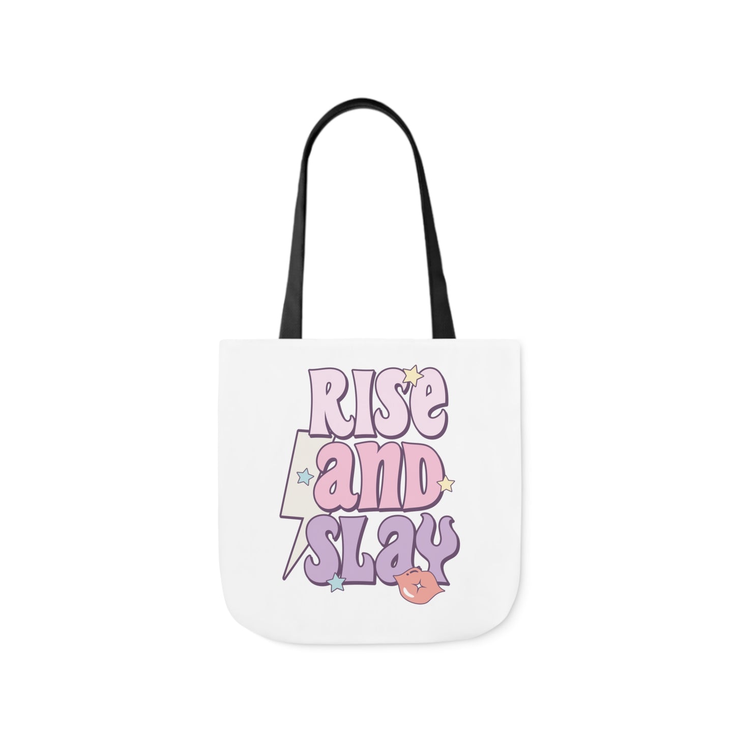 Canvas Tote Bag, 5-Color Straps, 3 Sizes, Rise and Slay, Cute Saying Bag