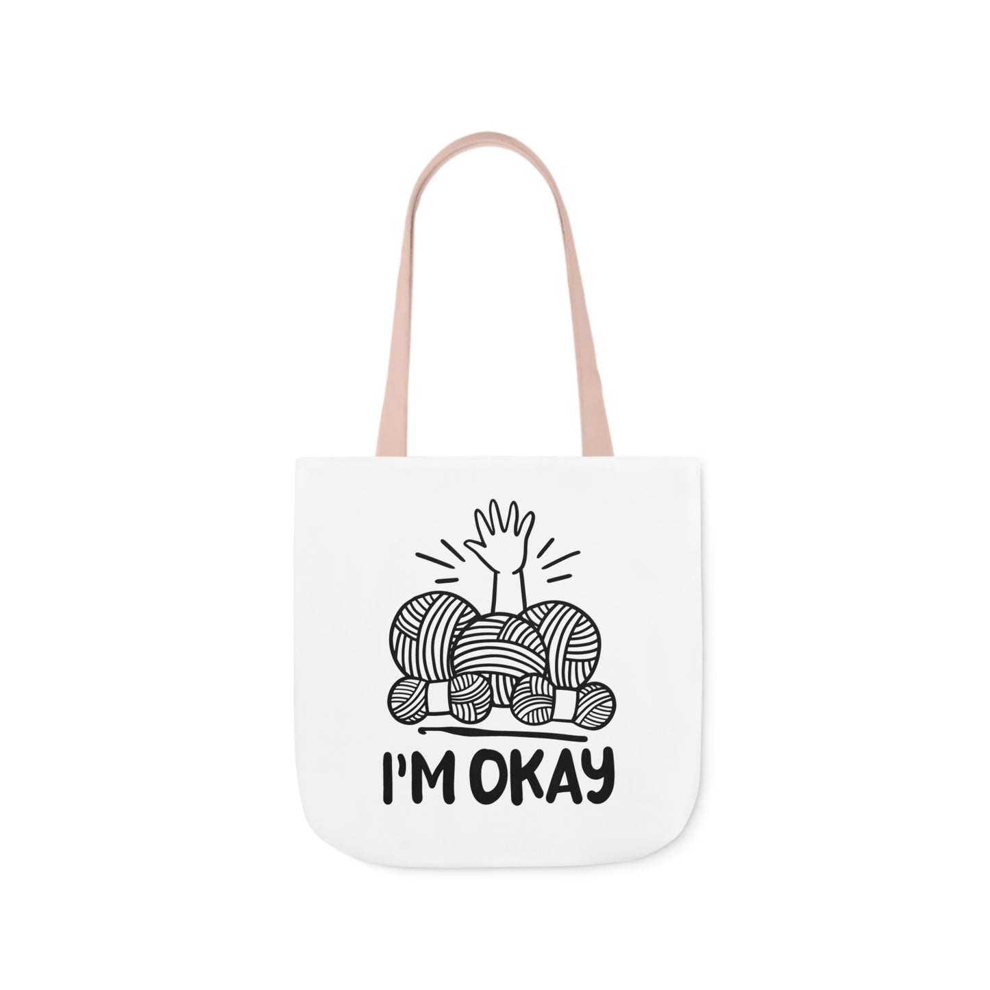 I'm Okay Cute Crochet Themed Canvas Tote Bag, 5-Color Straps