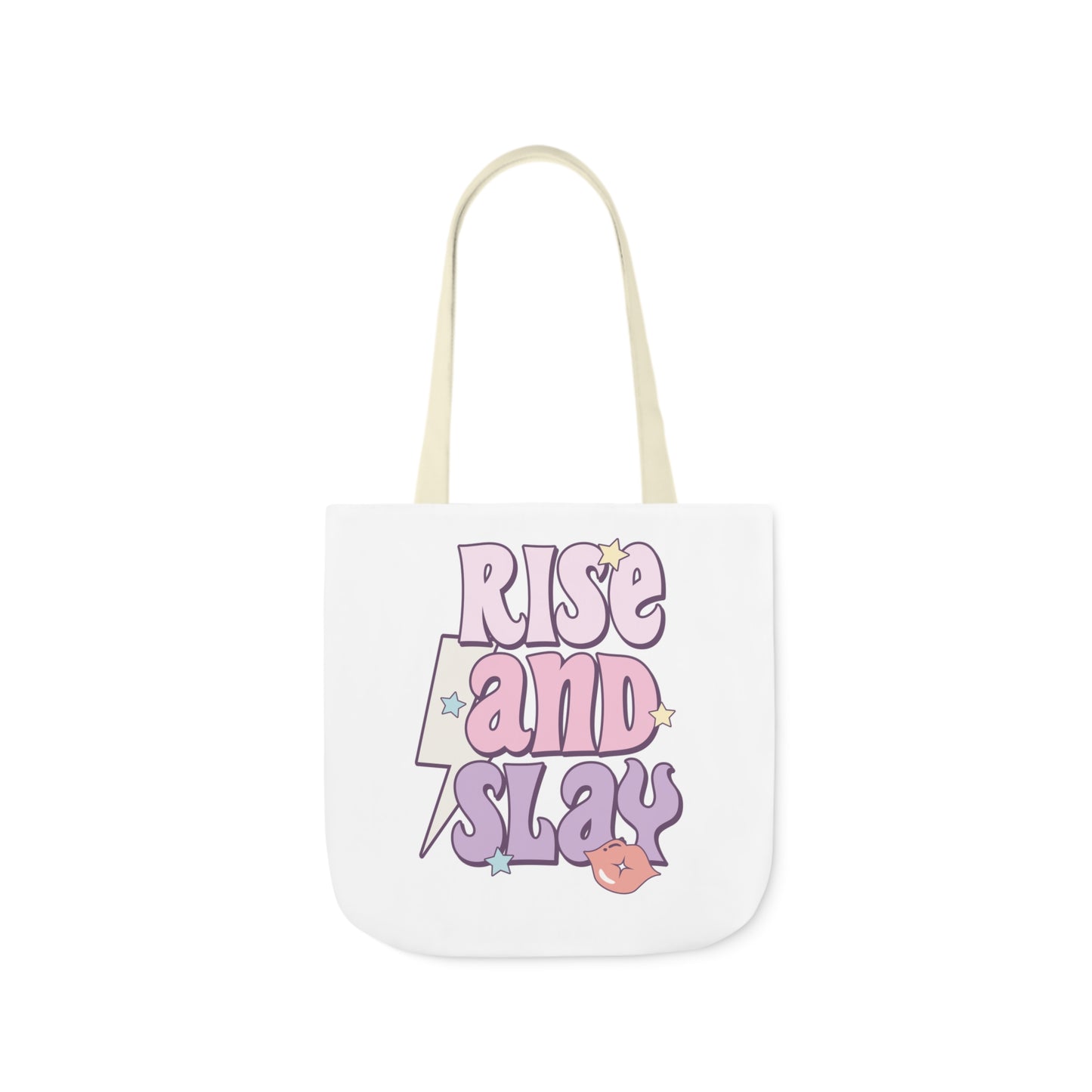 Canvas Tote Bag, 5-Color Straps, 3 Sizes, Rise and Slay, Cute Saying Bag
