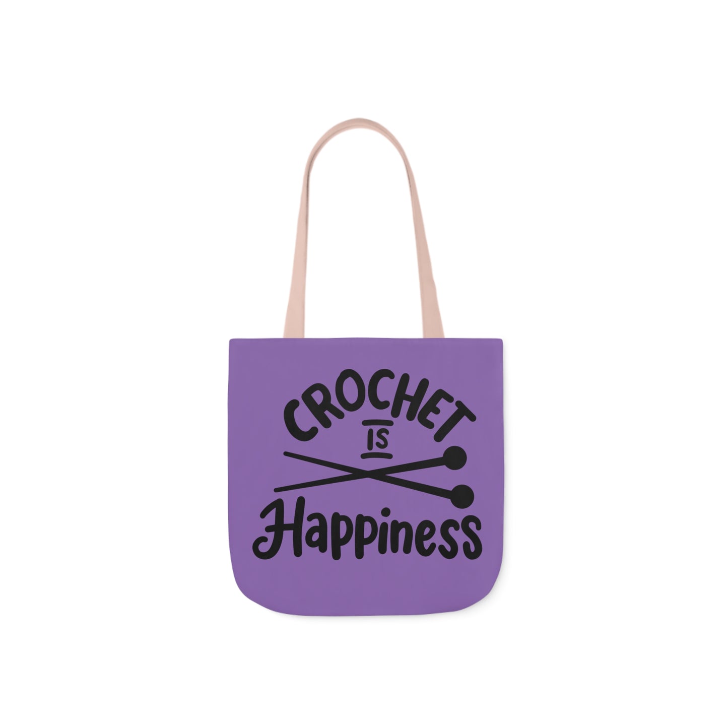 Crochet is Happiness Canvas Tote Bag, 5-Color Straps, 3 Sizes