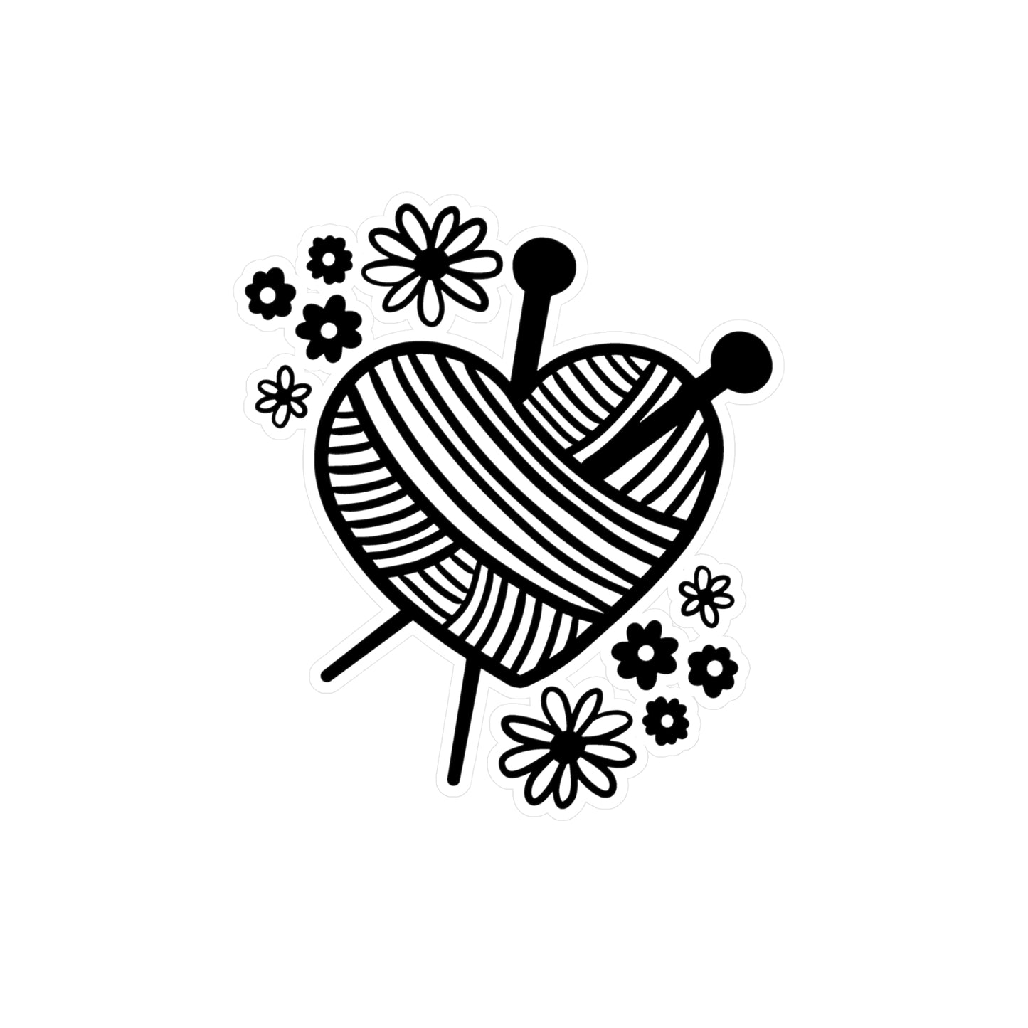 Heart Shaped Yarn Kiss-Cut Vinyl Decal, Crochet Themed Sticker