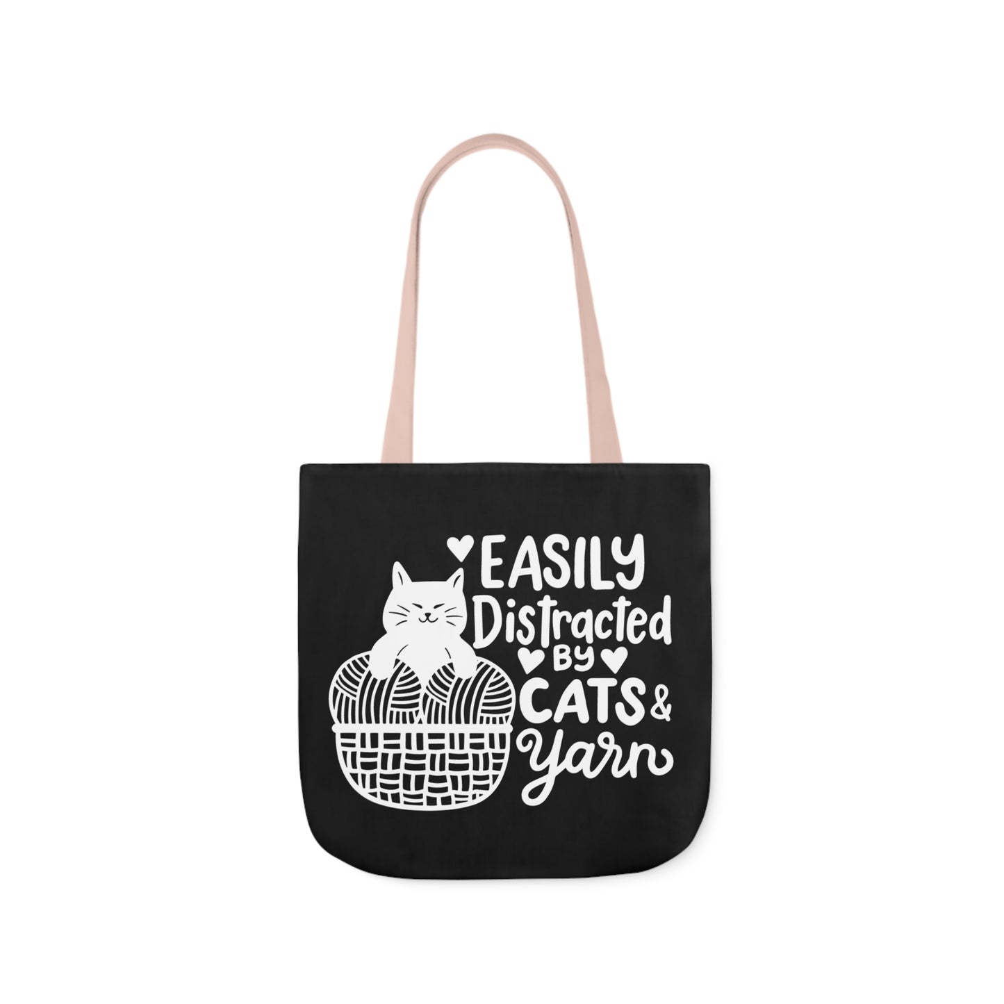 Easily distracted By Cats and Yarn, Canvas Tote Bag, 5-Color Straps, 3 Sizes Yarn Bag