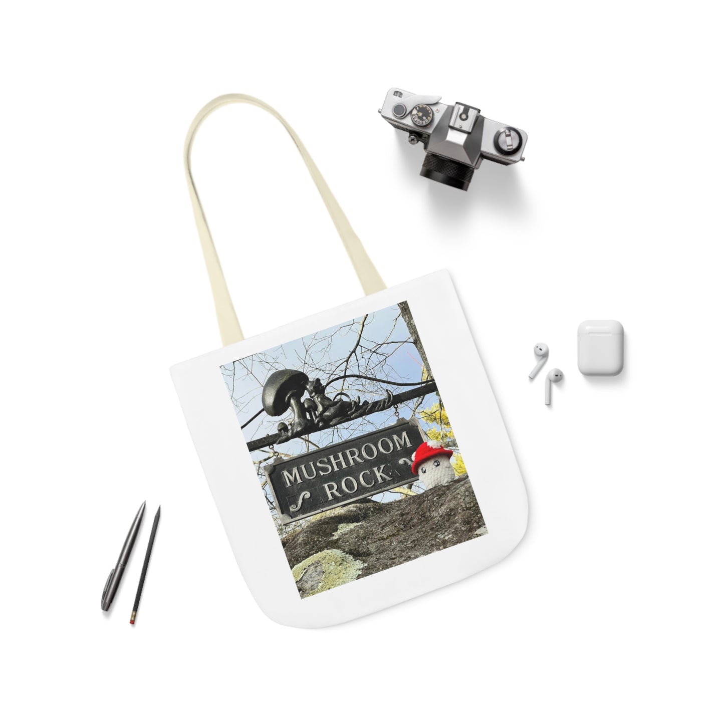 Mac the Mushroom Adventure Canvas Tote Bag, 3 Sizes, 5-Color Straps