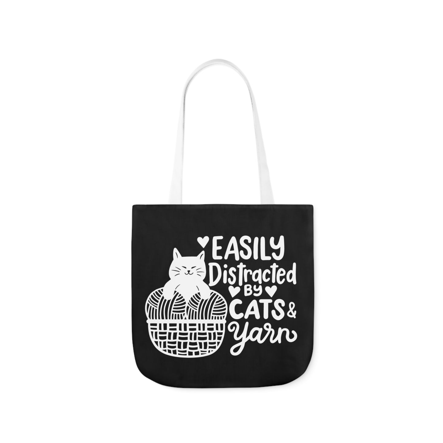 Easily distracted By Cats and Yarn, Canvas Tote Bag, 5-Color Straps, 3 Sizes Yarn Bag