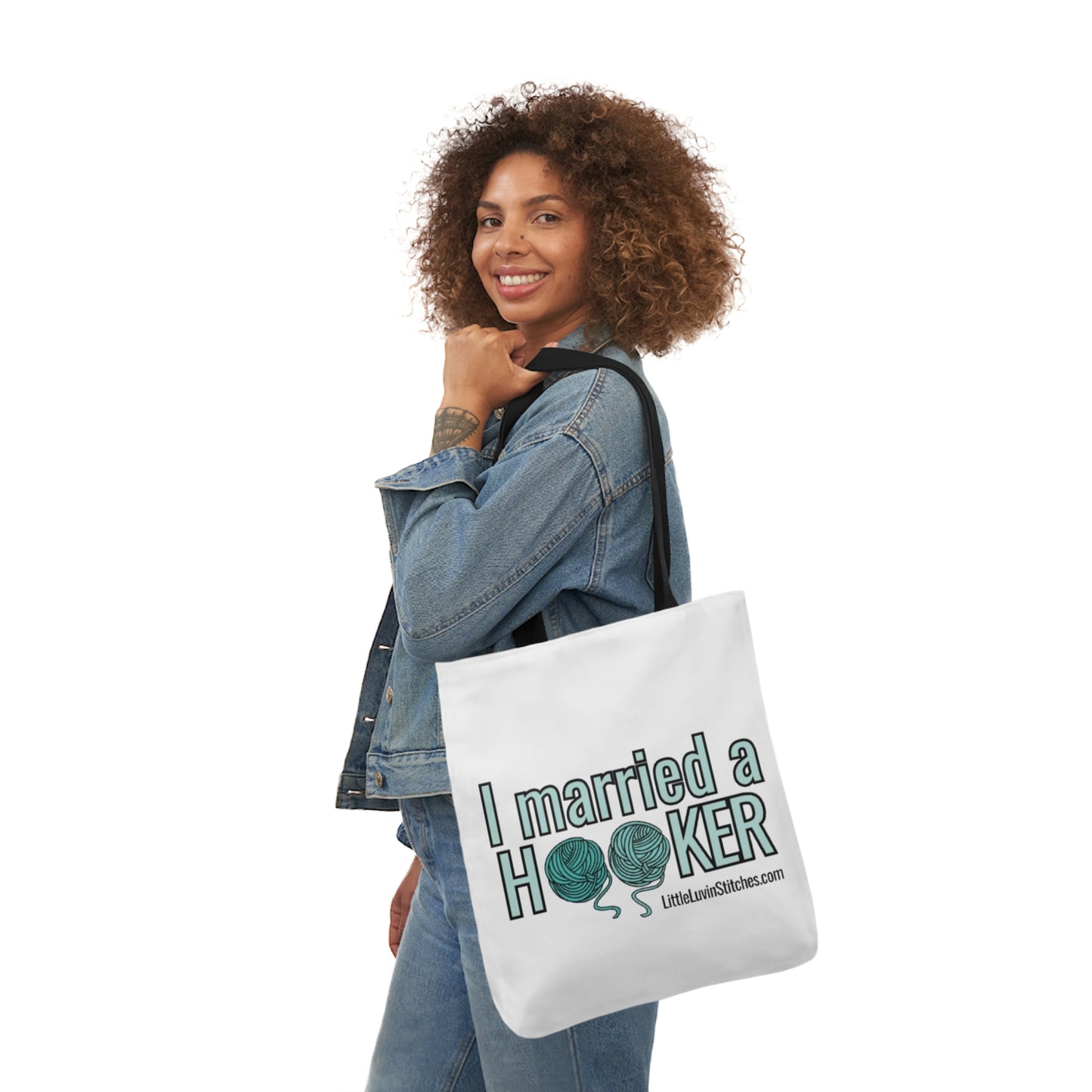 Cute Crochet Saying Canvas Tote Bag, 5-Color Straps, 3 Sizes