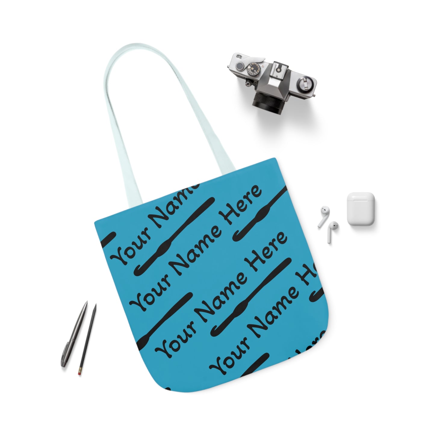 Personalized Yarn Bag, Cute Name Bag with Crochet Hook Graphic Canvas Tote Bag, 5-Color Straps