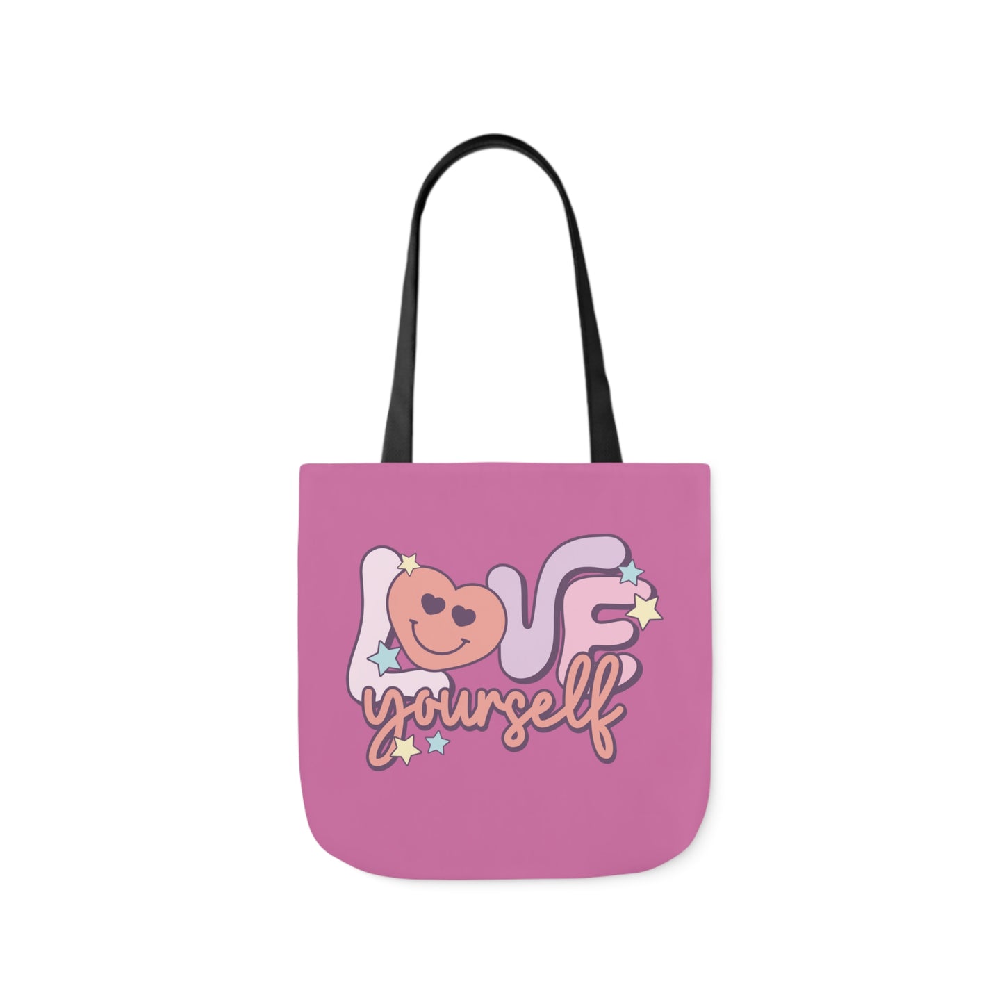 Love Yourself, Inspirational Canvas Tote Bag, 5-Color Straps, 3 Sizes