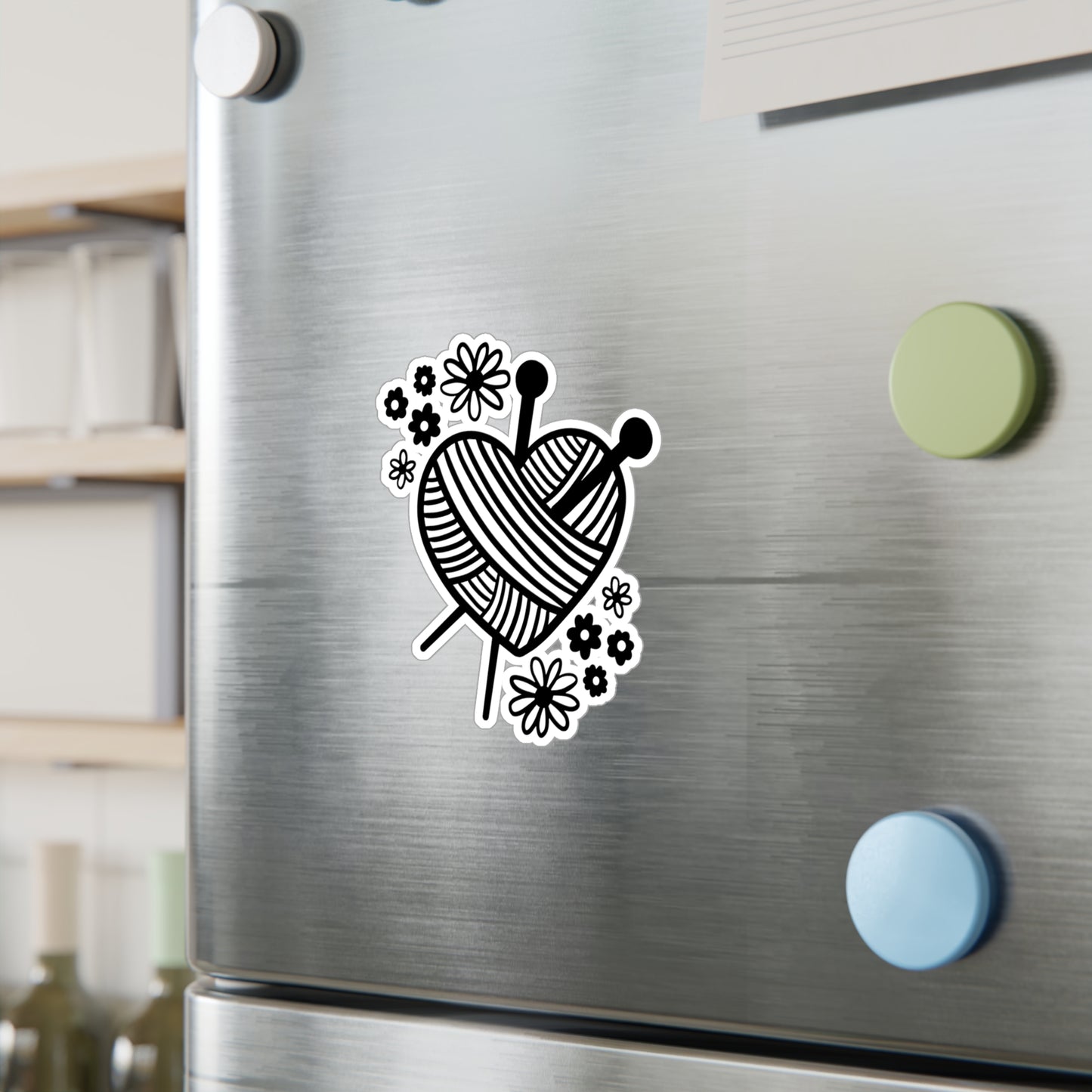 Heart Shaped Yarn Kiss-Cut Vinyl Decal, Crochet Themed Sticker