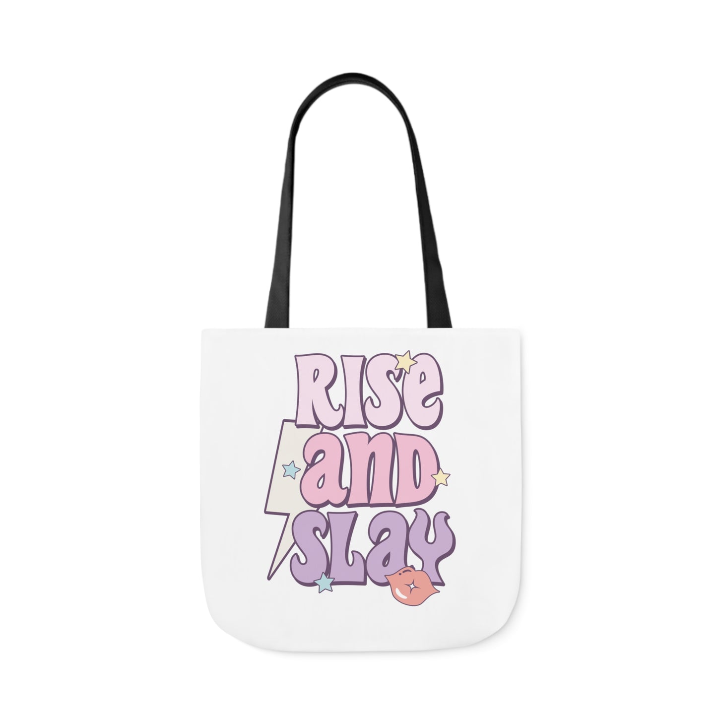 Canvas Tote Bag, 5-Color Straps, 3 Sizes, Rise and Slay, Cute Saying Bag