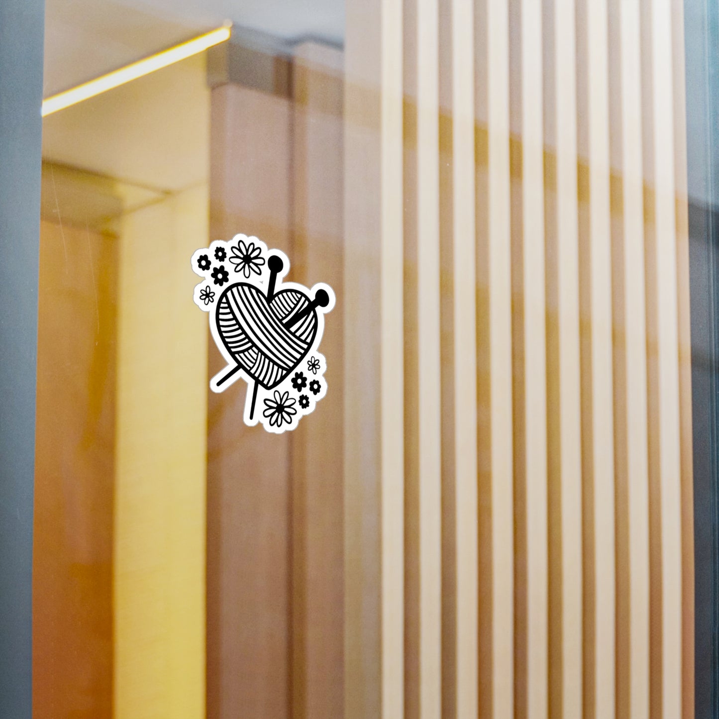 Heart Shaped Yarn Kiss-Cut Vinyl Decal, Crochet Themed Sticker