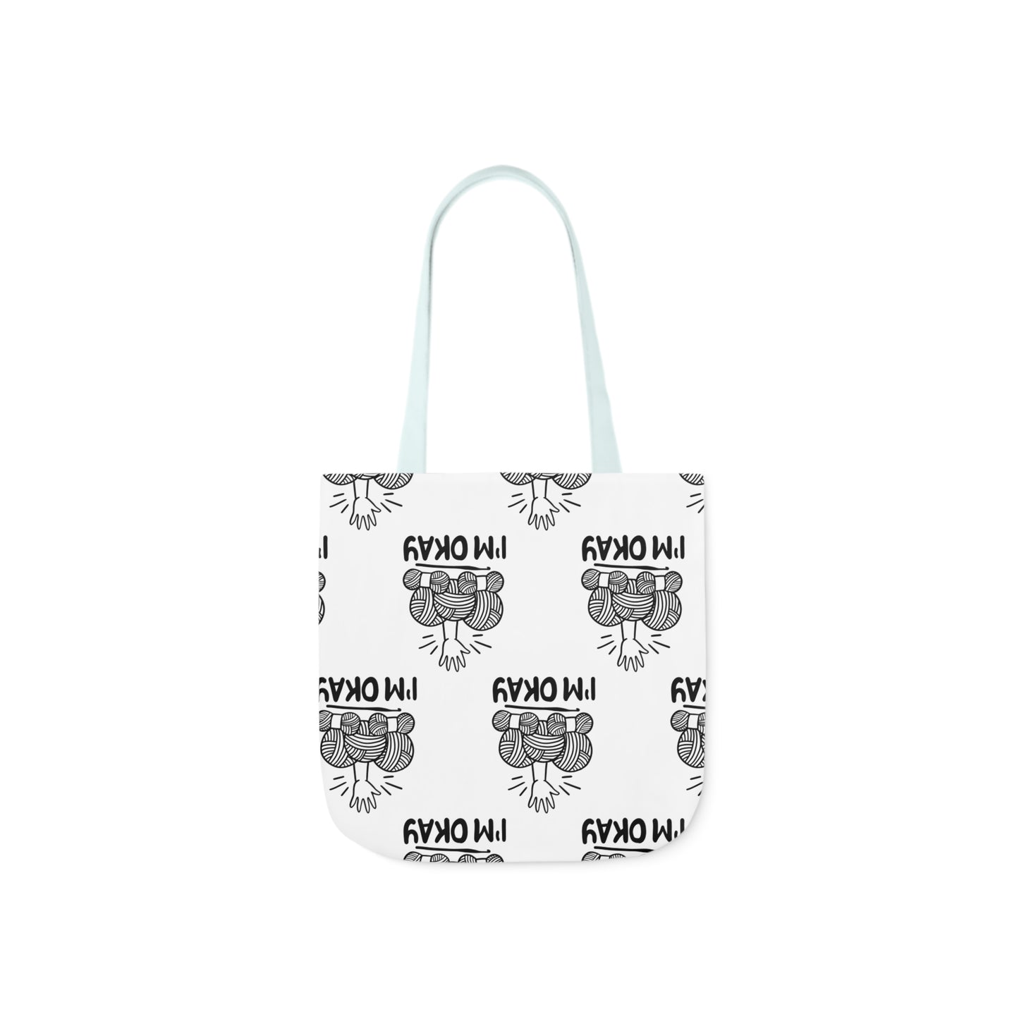 I'm Okay Pattern Canvas Tote Bag, 5-Color Straps, 3 Background Colors, 3 Sizes