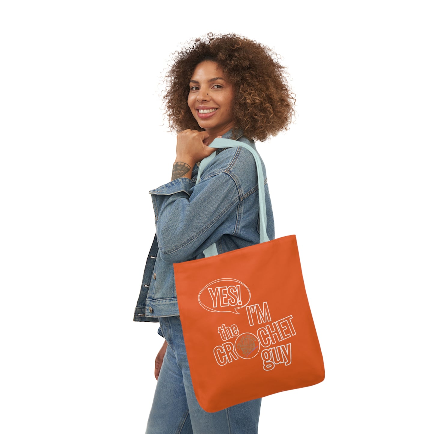 Yes, I'm The Crochet Guy, Canvas Tote Bag, 5-Color Straps, 3 sizes, 3 Background Colors