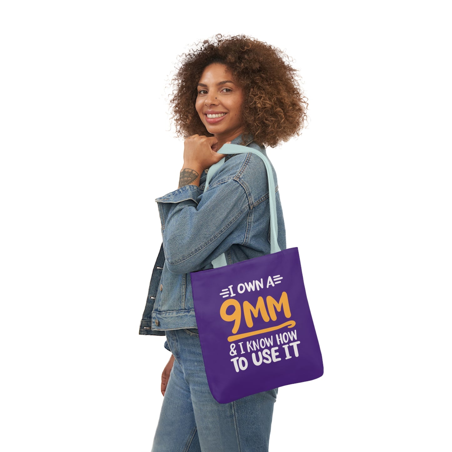 I own a 9mm and I know how to use it, Canvas Tote Bag, 3 Color Choices, 5-Color Straps, 3 Sizes