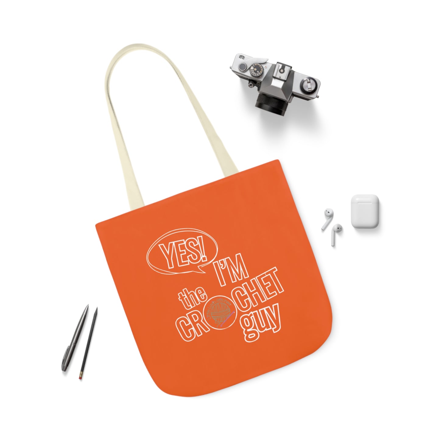 Yes, I'm The Crochet Guy, Canvas Tote Bag, 5-Color Straps, 3 sizes, 3 Background Colors