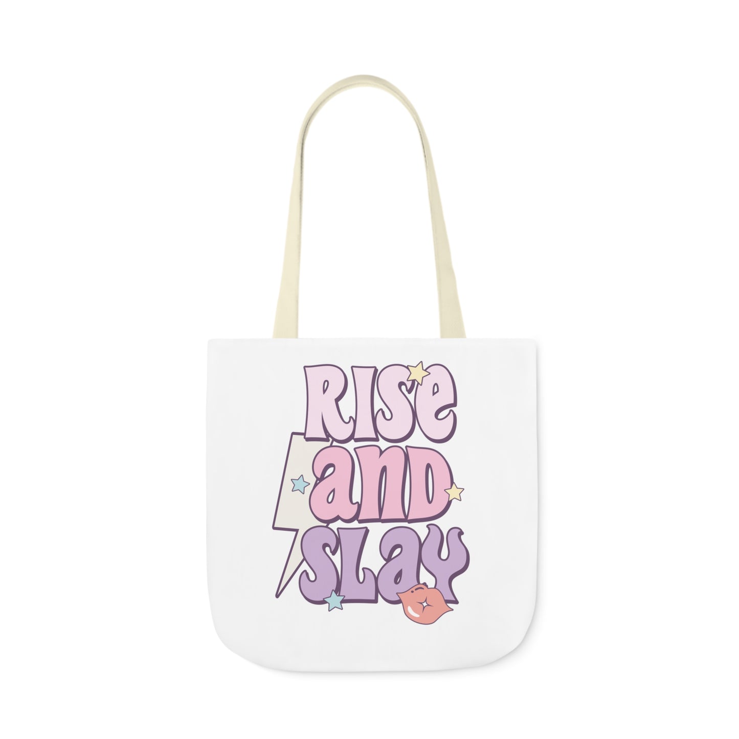 Canvas Tote Bag, 5-Color Straps, 3 Sizes, Rise and Slay, Cute Saying Bag